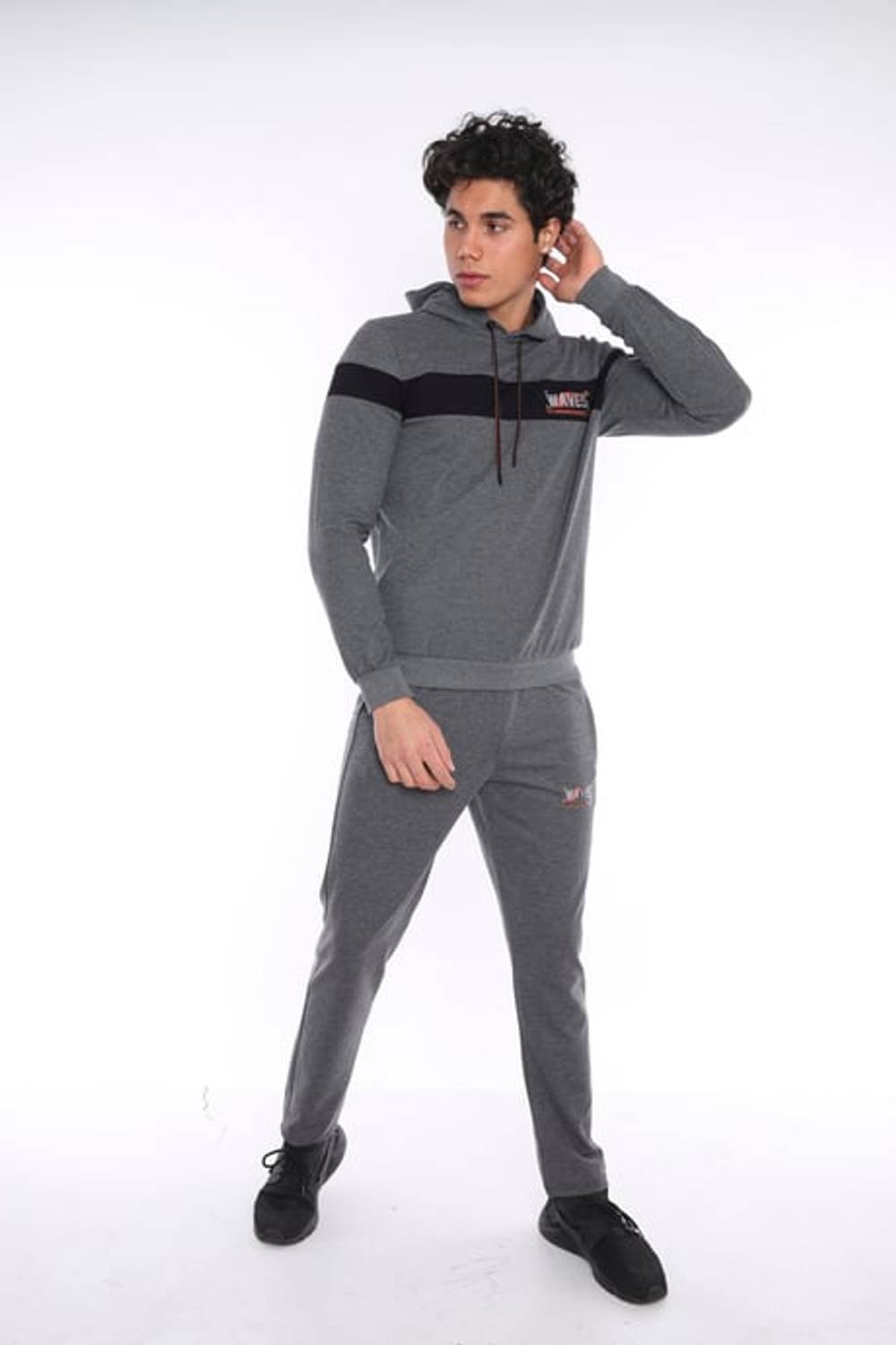 Escetic G3 Melange Men's Breathable Cotton Hooded Printed Slimfit Sports Sweat Suit A3042