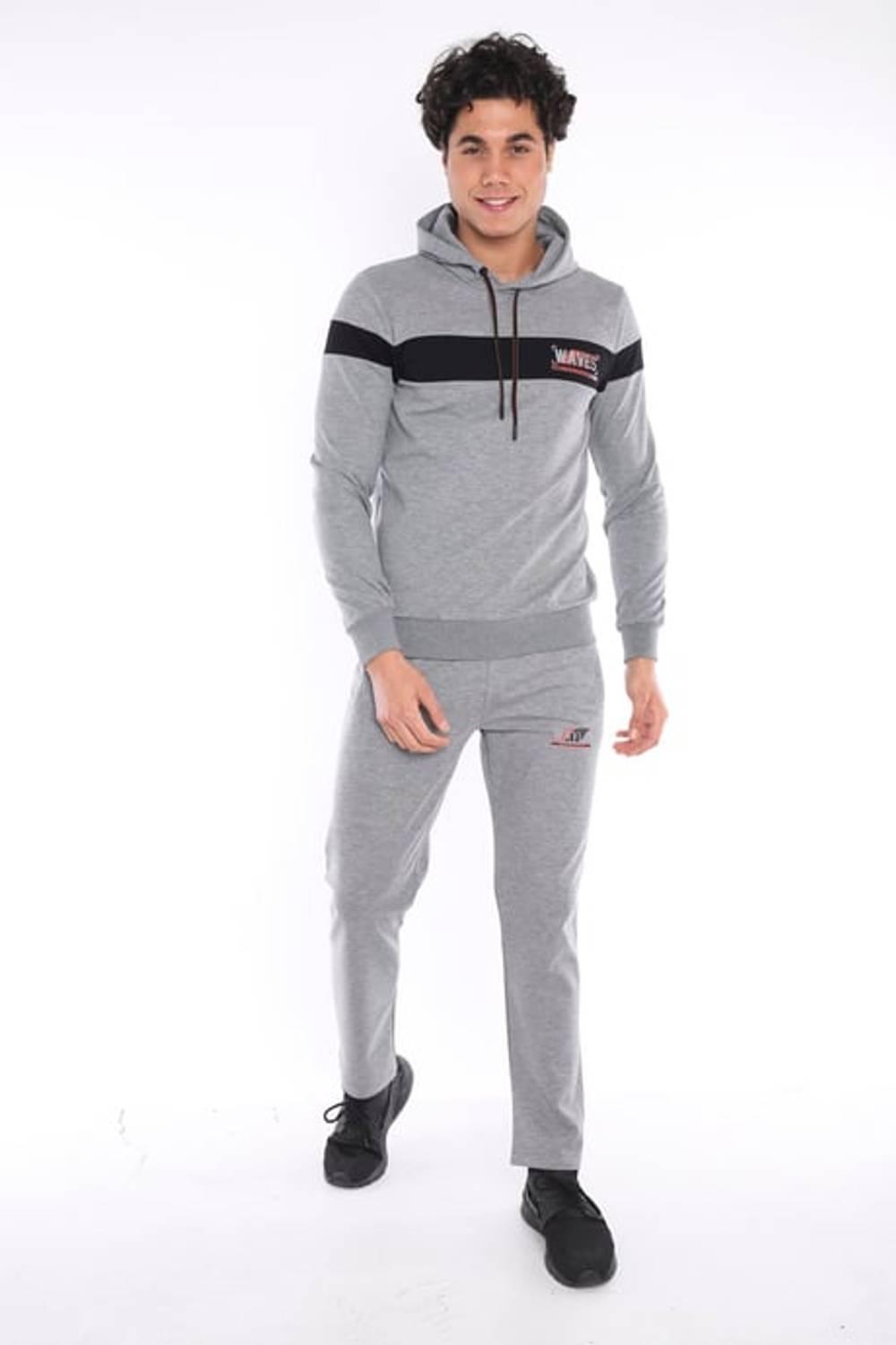 بدلة رياضية للرجال من Escetic G2 Melange مصنوعة من القطن المسامي ومطبوعة بقصة ضيقة A3042