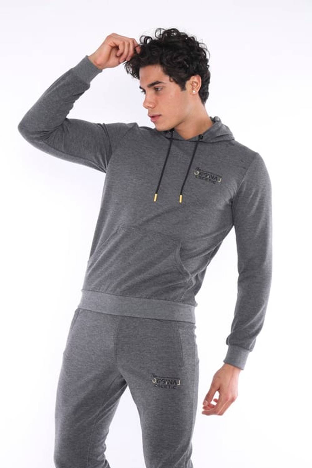 Чоловічий спортивний худі комплект Escetic G3, дихаюча бавовна, в стилі Slimfit, з принтом, для спорту та щоденного носіння