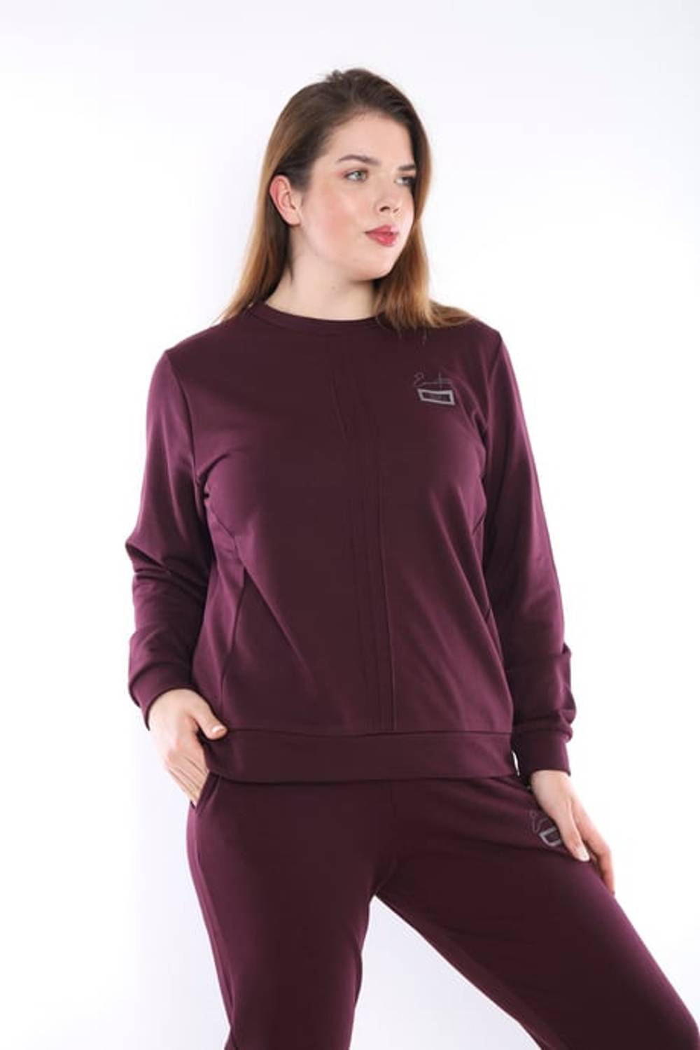 Escetic Mürdüm Battal Beden 3 İplik Nefes Alabilen Spor Sweat Eşofman Takımı A3052