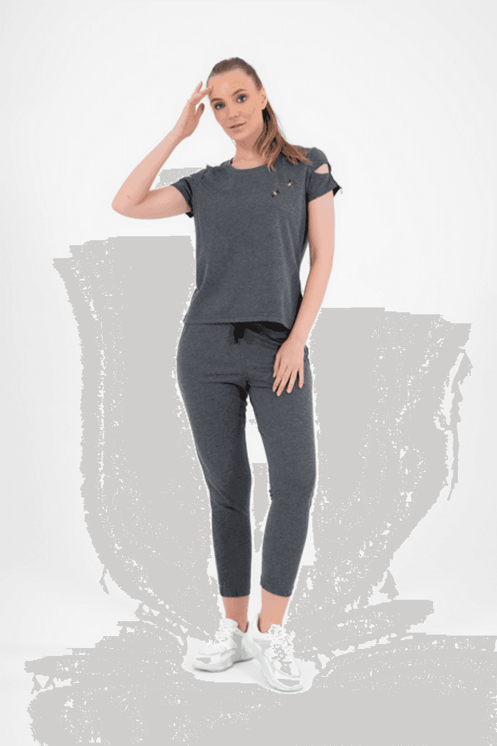 Escetic G3 Melange Women's Embroidery Detailed USA Pique Breathable T-shirt Set A3068