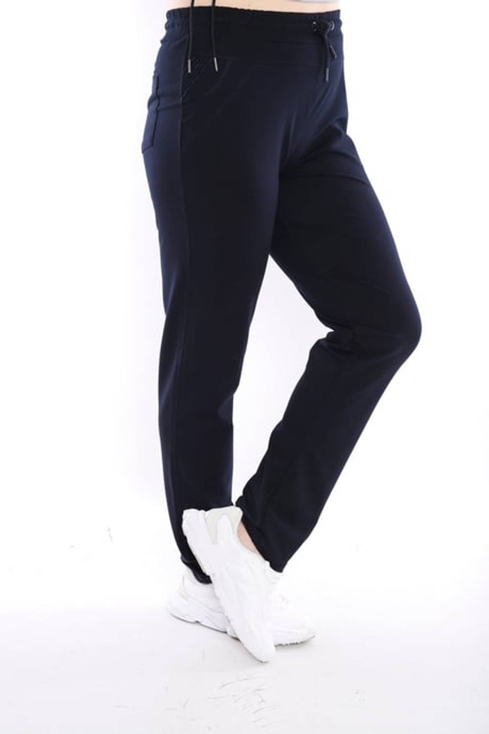 Escetic أزرق كحلي نسائي مقاس كبير قابل للتنفس 2 خيط قماش 4 مواسم رياضي Sweatpants B1104