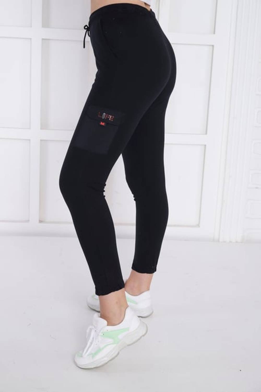 Escetic Lacivert Kadın Dar Lastikli Paça Nefes Alan ABD Pike Spor Slimfit Eşofman Altı B1201