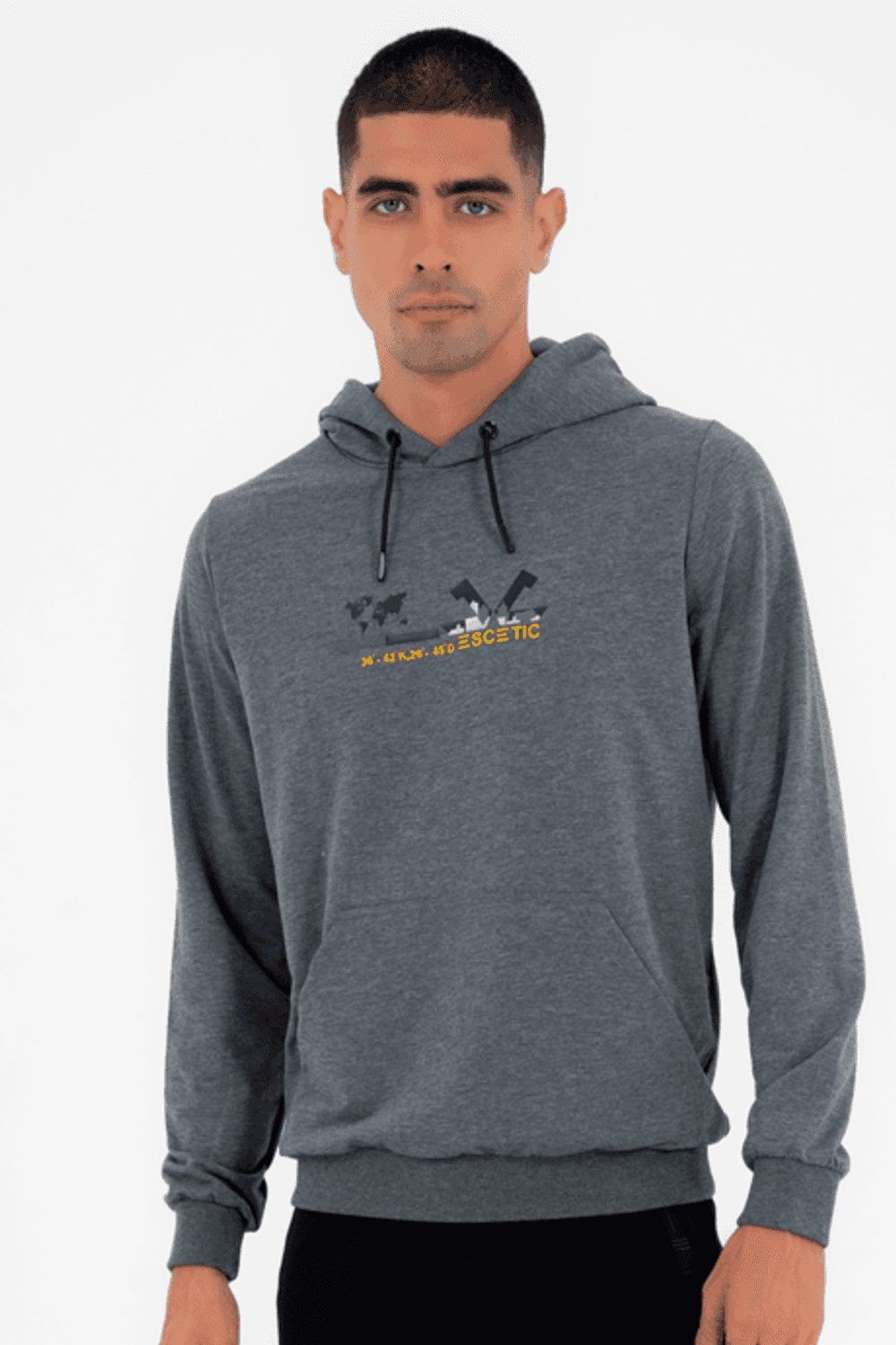 Чоловіча спортивна худі Escetic Slimfit G3 з капюшоном, меланж, кишенями, для щоденного та спортивного використання, 100% турецьке виробництво