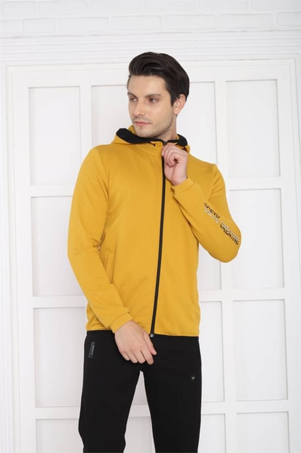 Escetic Hardal Erkek Kapüşonlu 4 Mevsim Nefes Alabilen Pamuklu Spor Slimfit Eşofman Takımı 6761