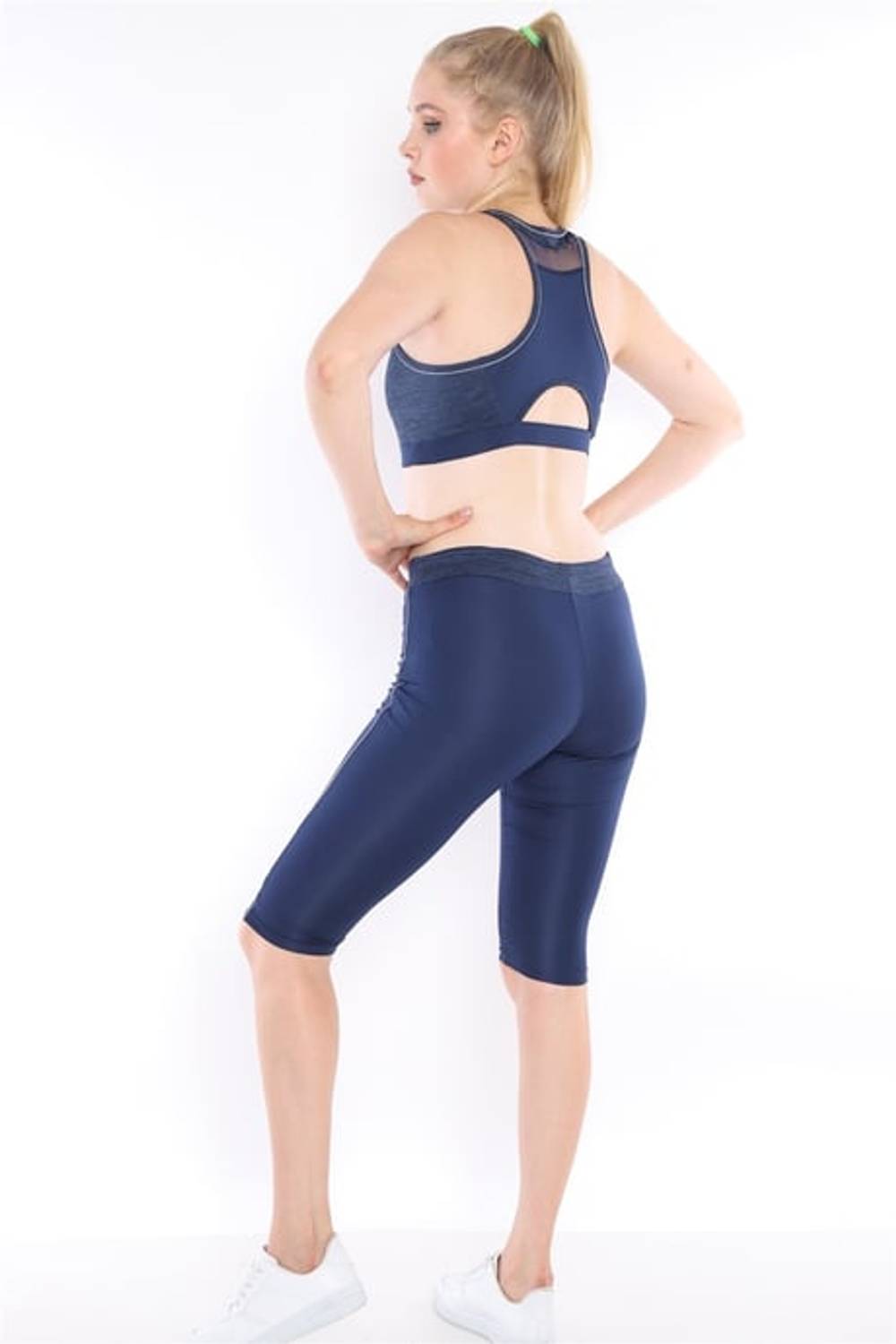 Escetic Women's Royal Melted Fitness Bra Yoga Sports Bustier Capri Tights Set 0116-1