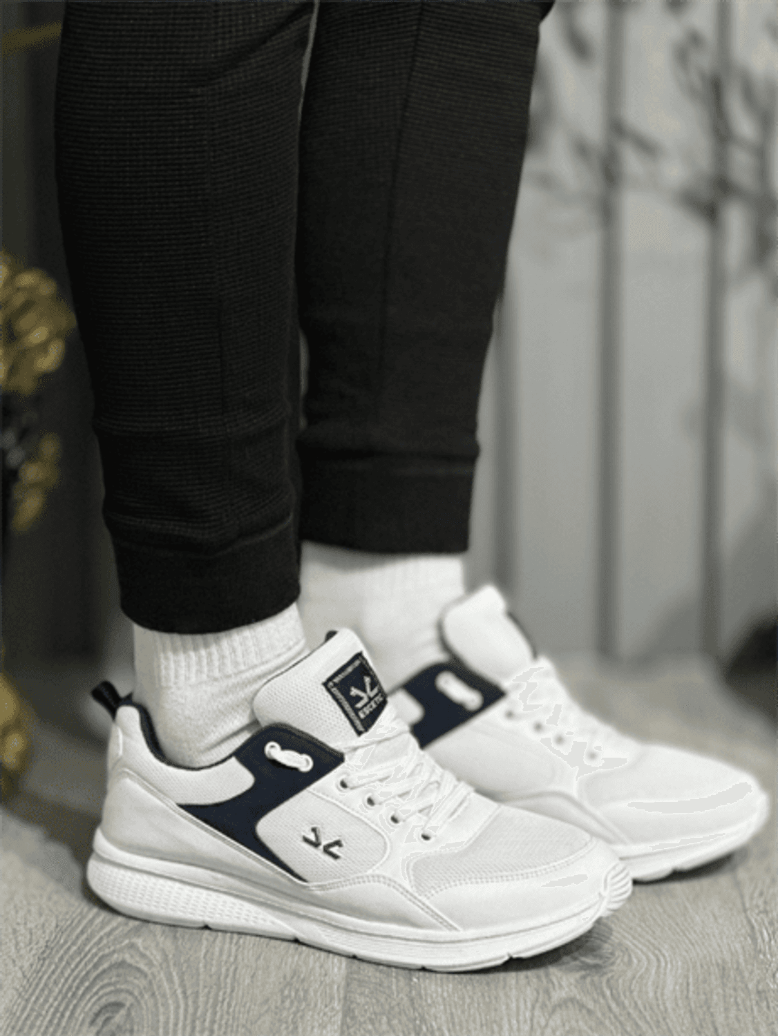 Escetic Beyaz Lacivert Erkek Anorak Gövde Yazlık Sneaker Hafif Spor Ayakkabı AY0012
