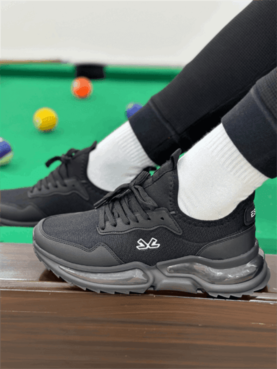 Escetic Siyah Beyaz Erkek Anorak Gövde Yazlık Jel Taban Sneaker Spor Ayakkabı AY0013