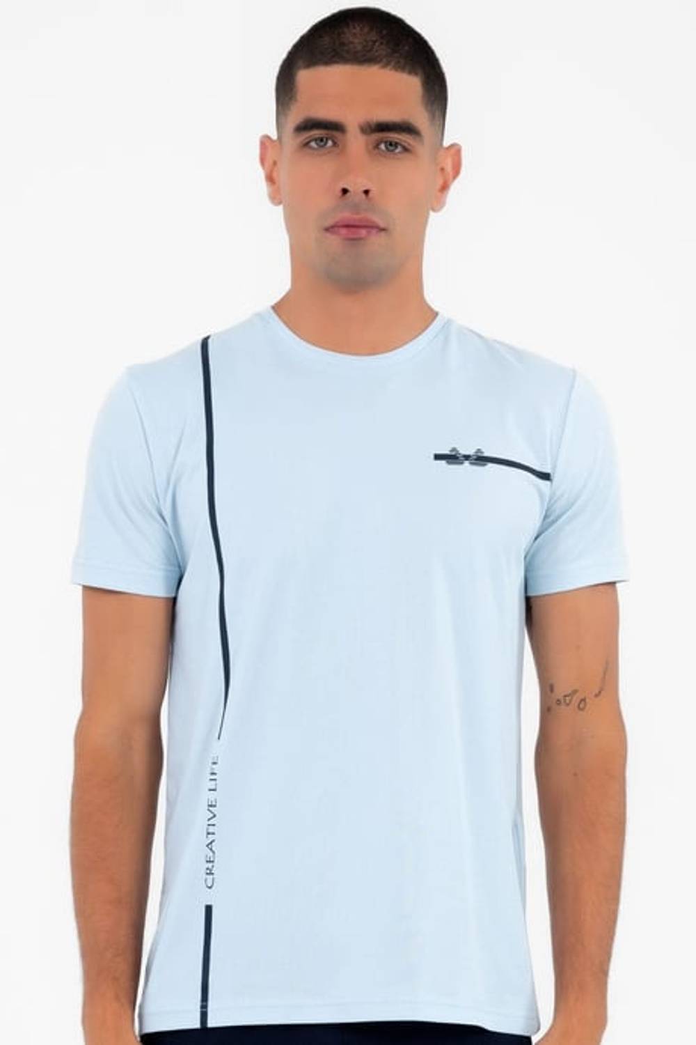 Escetic Erkek Gri Spor O Yaka Slimfit Nefes Alan Pamuklu Aves Kumaş T-Shirt T0038