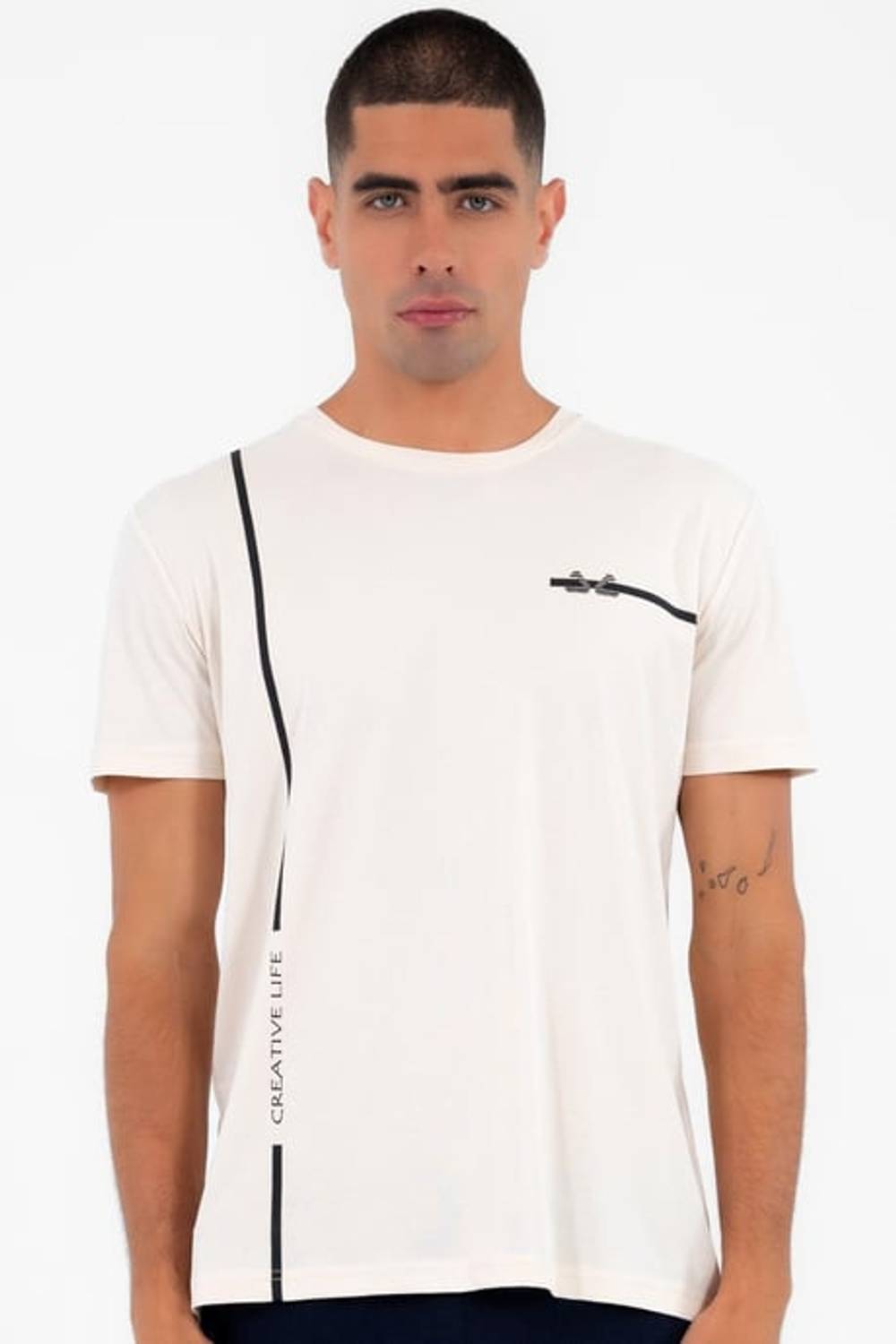 Escetic Erkek Bej Spor O Yaka Slimfit Nefes Alan Pamuklu Aves Kumaş T-Shirt T0038