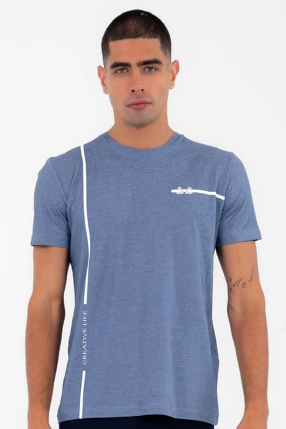 Escetic Erkek Lacivert Spor O Yaka Slimfit Nefes Alan Pamuklu Aves Kumaş T-Shirt T0038