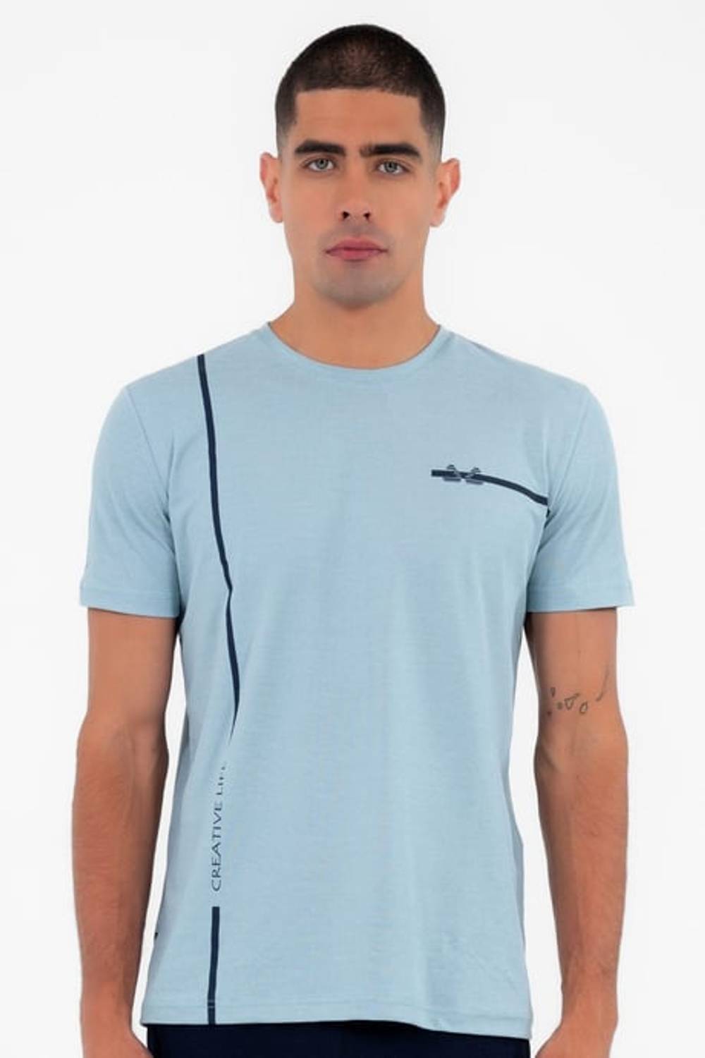 Чоловіча спортивна футболка Escetic синя, слім-фіт, з дихаючої бавовняної тканини Aves, ідеальна для щоденного використання