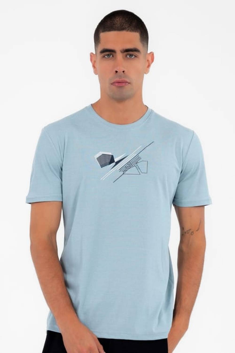 Escetic Erkek Petrol Spor O Yaka Slimfit Nefes Alan Pamuklu Aves Kumaş T-Shirt T0046