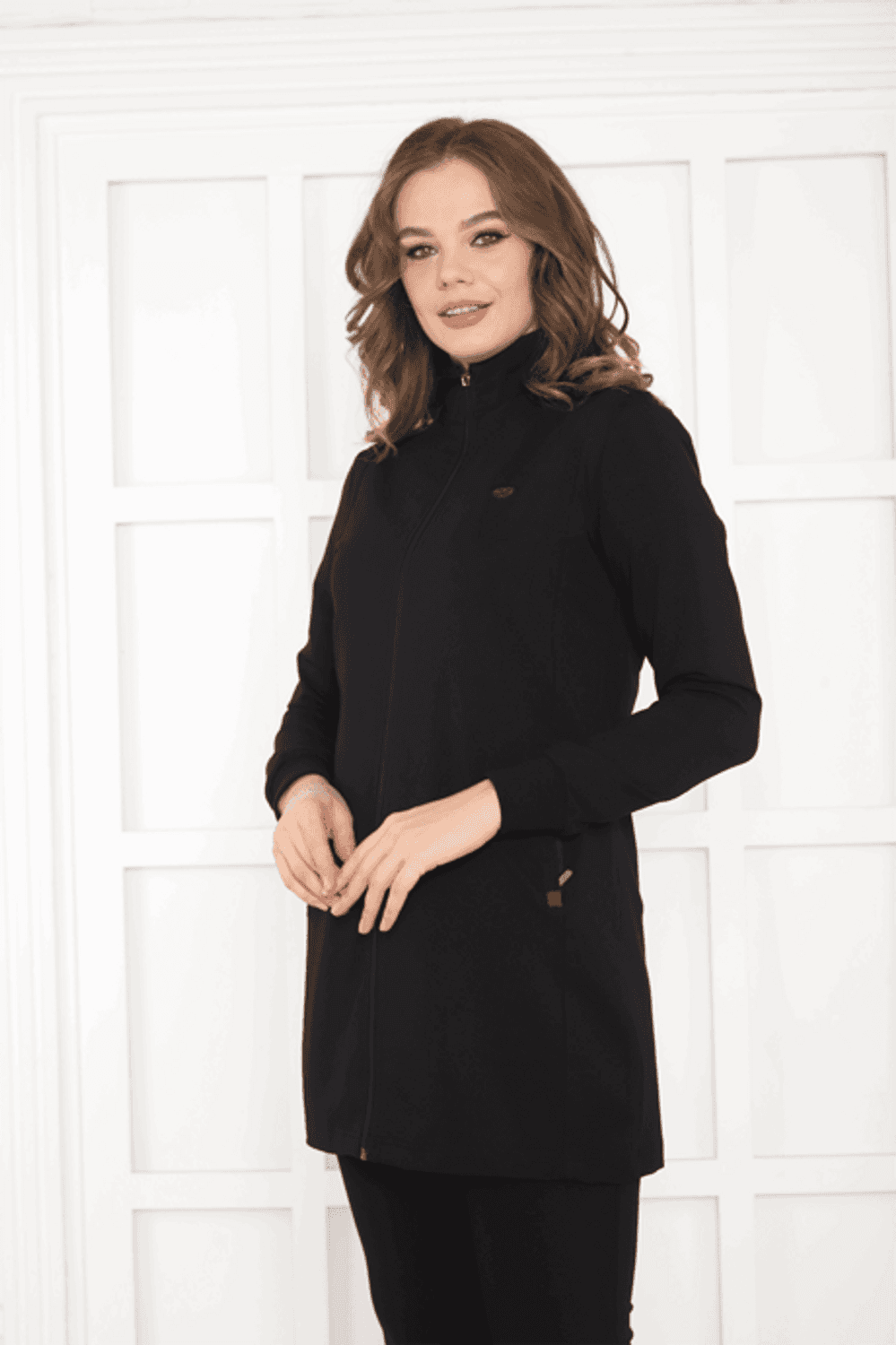 Спортивный костюм Escetic для женщин, черно-бордовый, с высоким воротником, дышащий, 4 сезона, Slim Fit, 2 кармана, 1 класс, идеален для активного образа жизни