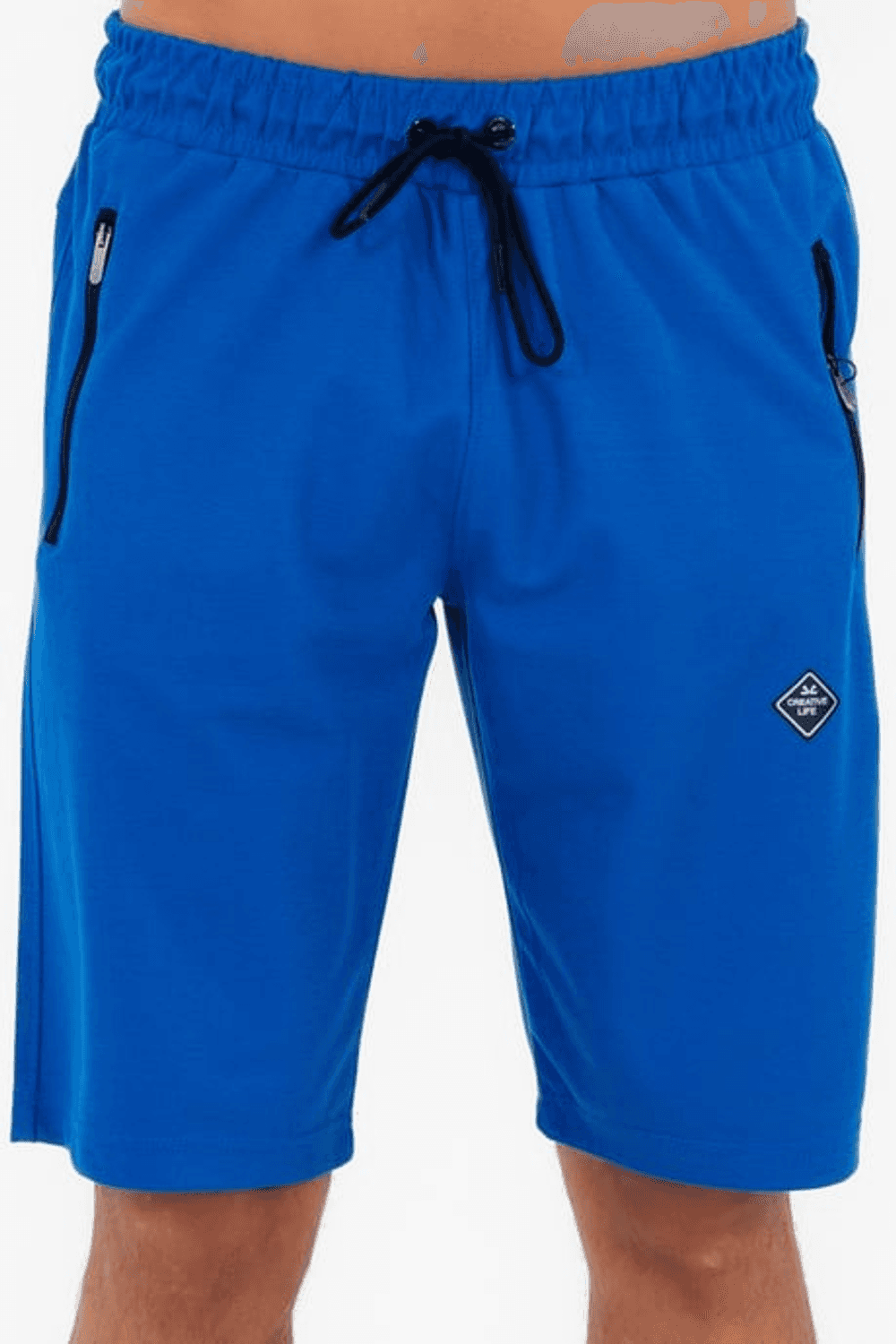 Шорти для чоловіків Escetic сині з дихаючої тканини, зручна спортивна модель з 3 кишенями та еластичним поясом