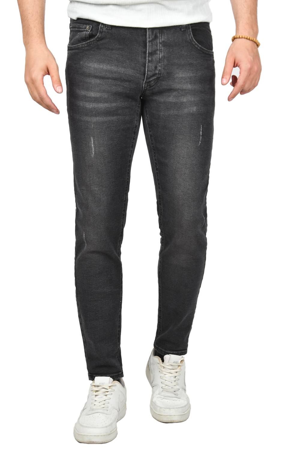 DeepSEA Tırnak Taşlamalı Lazerli Slim Fit Likralı Kot Jean Pantolon 2406085