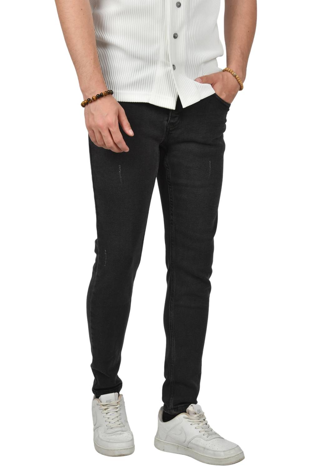 Джинси DeepSEA Lazerli Skinny Fit, з кнопковою застібкою та ластивкою, чорного кольору, стиль casual, для дорослих, з двома кишенями