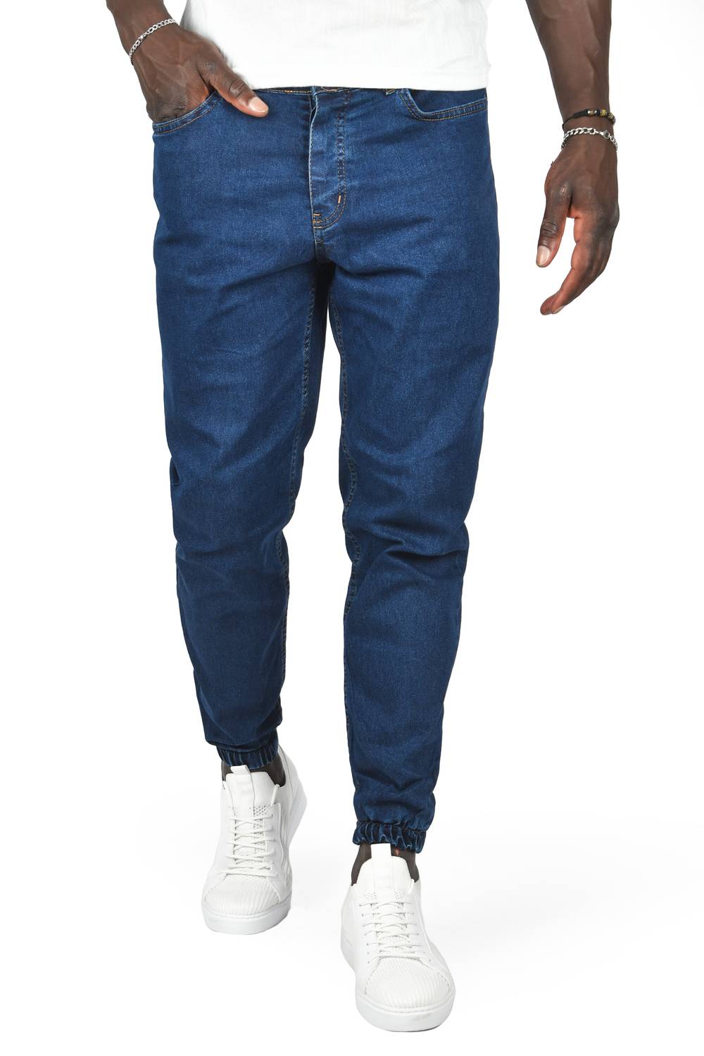 DeepSEA Paçası Lastikli Skinny Fit Likralı Jogger Jean Kot Pantolon 2406257