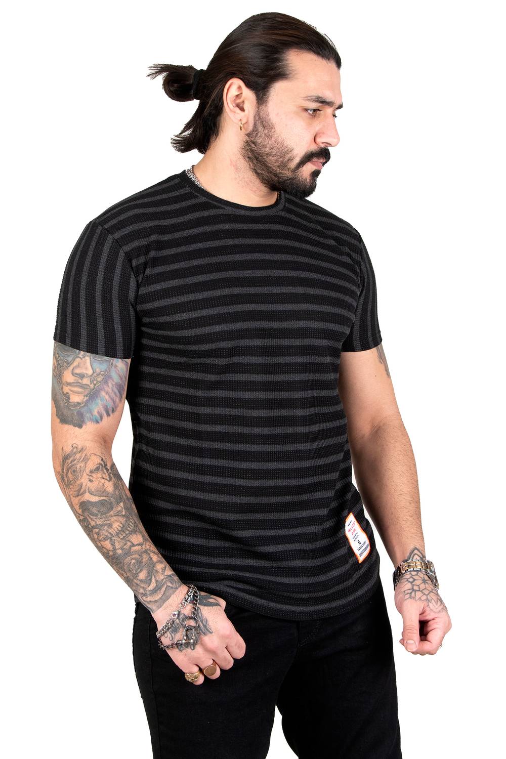 DeepSEA Stripe Detailed Crew Neck New Season Men's T-Shirt 2303064