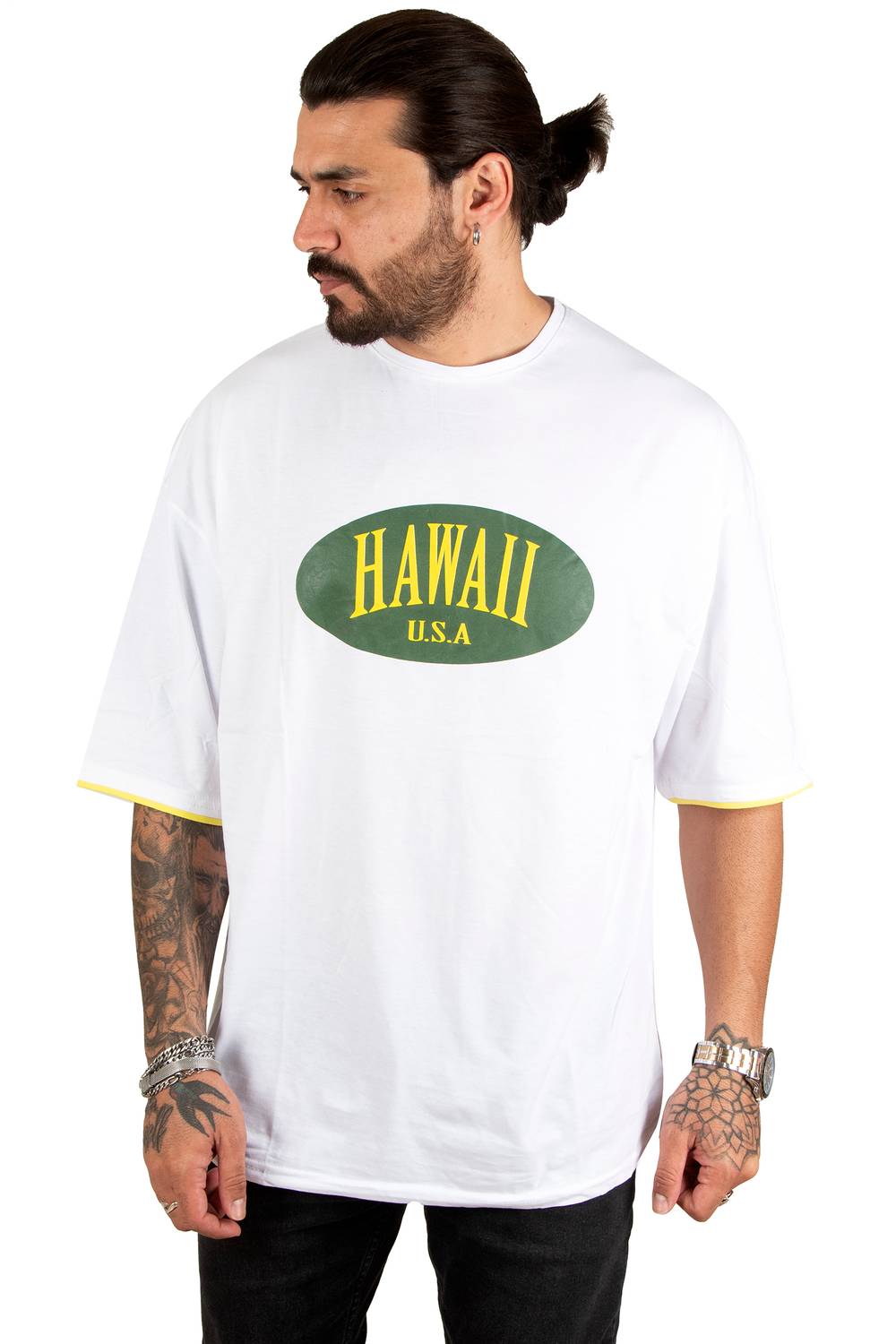 DeepSEA Oversize Men's T-Shirt with Hawaiian Text Printed on the Front 2200509