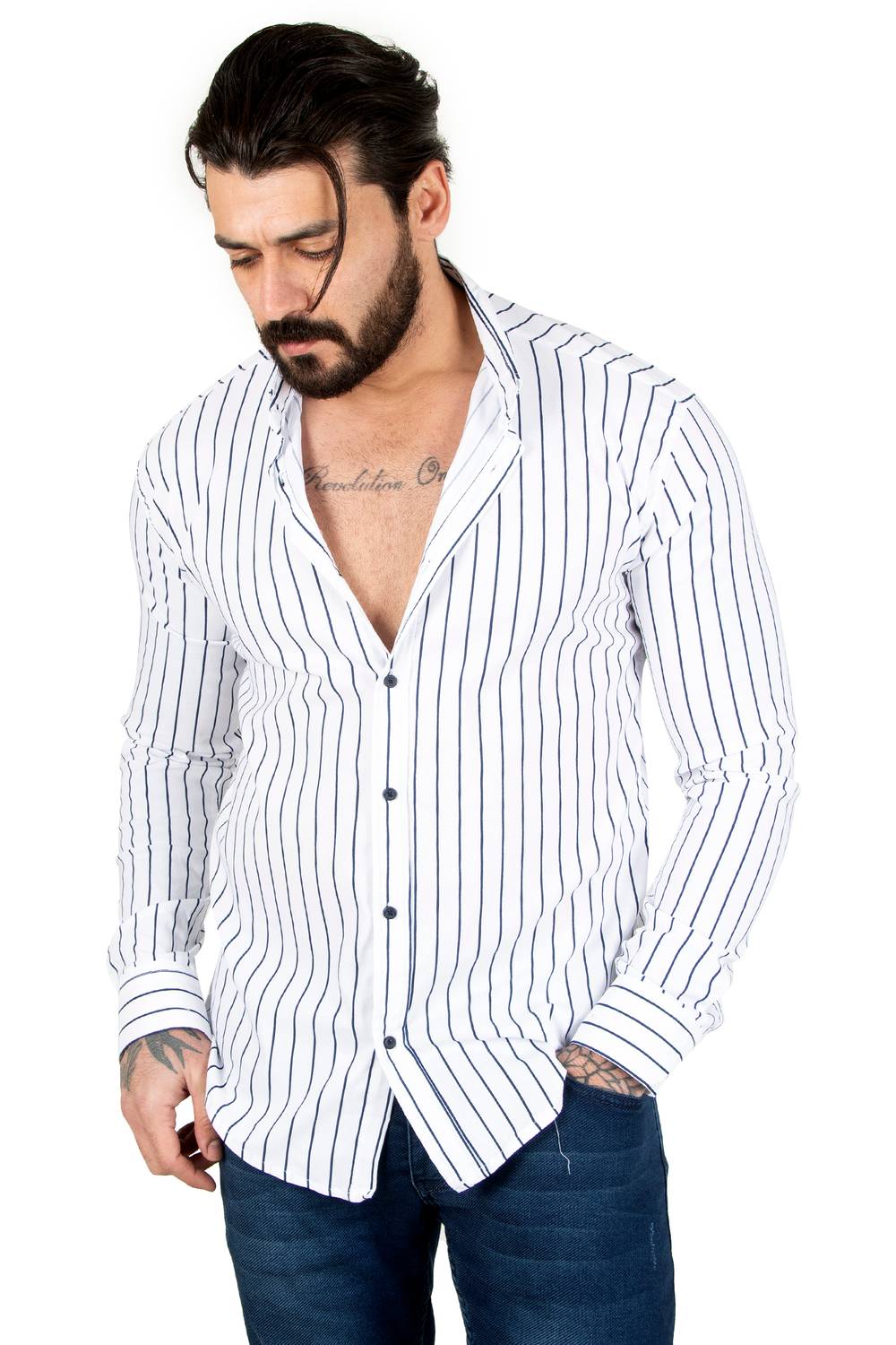 DeepSEA Men's Striped Patterned Long Sleeve Lycra Shirt 2101847