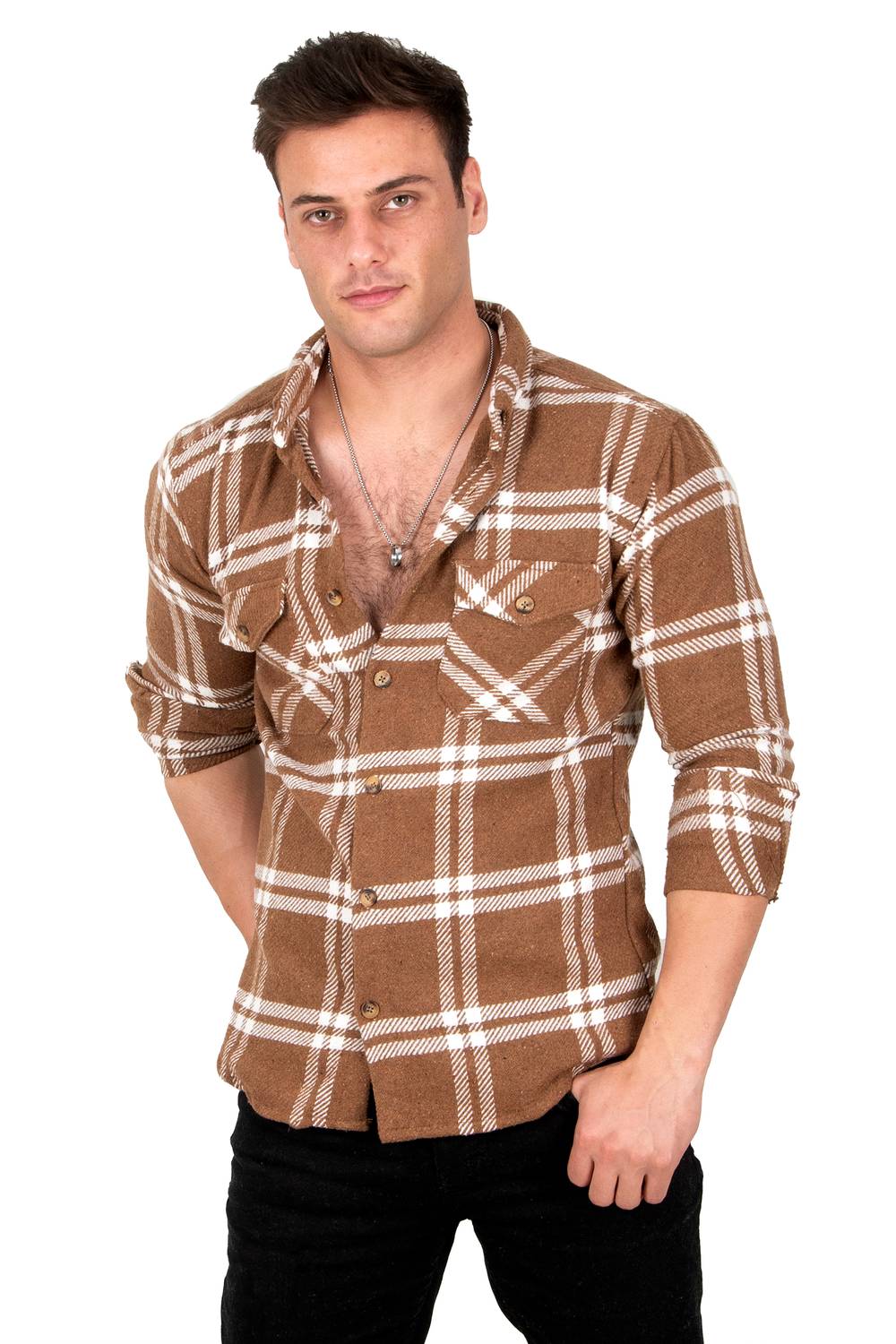 DeepSEA Patterned Buttoned Double Pocket Flap Lumberjack Shirt 2302306