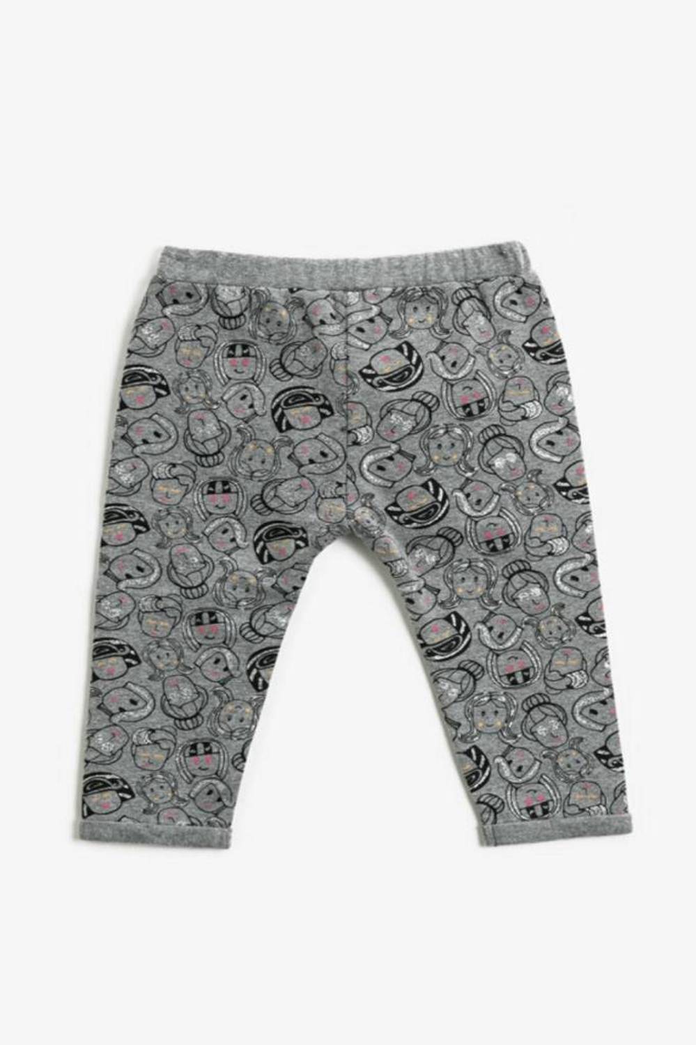 Костюм для девочек Koton, брюки с принтом для малышей, серые, 3-9 месяцев, с веселыми рисунками для активного движения и комфорта