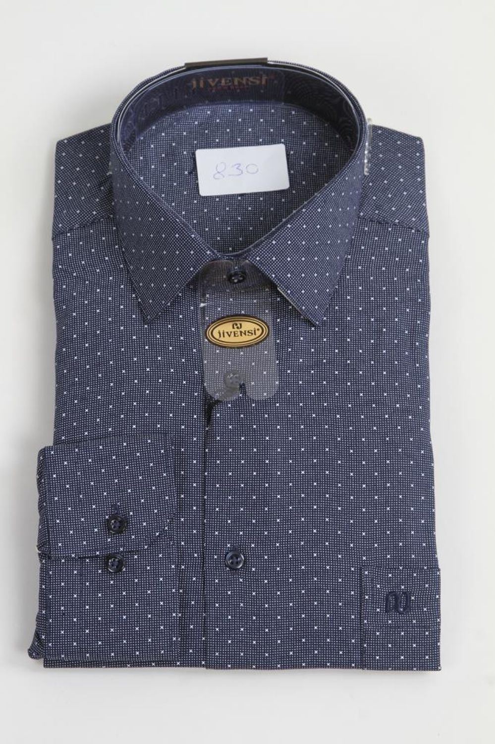 Мужская классическая рубашка Hipatu с рисунком, 100% хлопок, тёмно-синий, размер L, идеально сочетается с любым стилем одежды