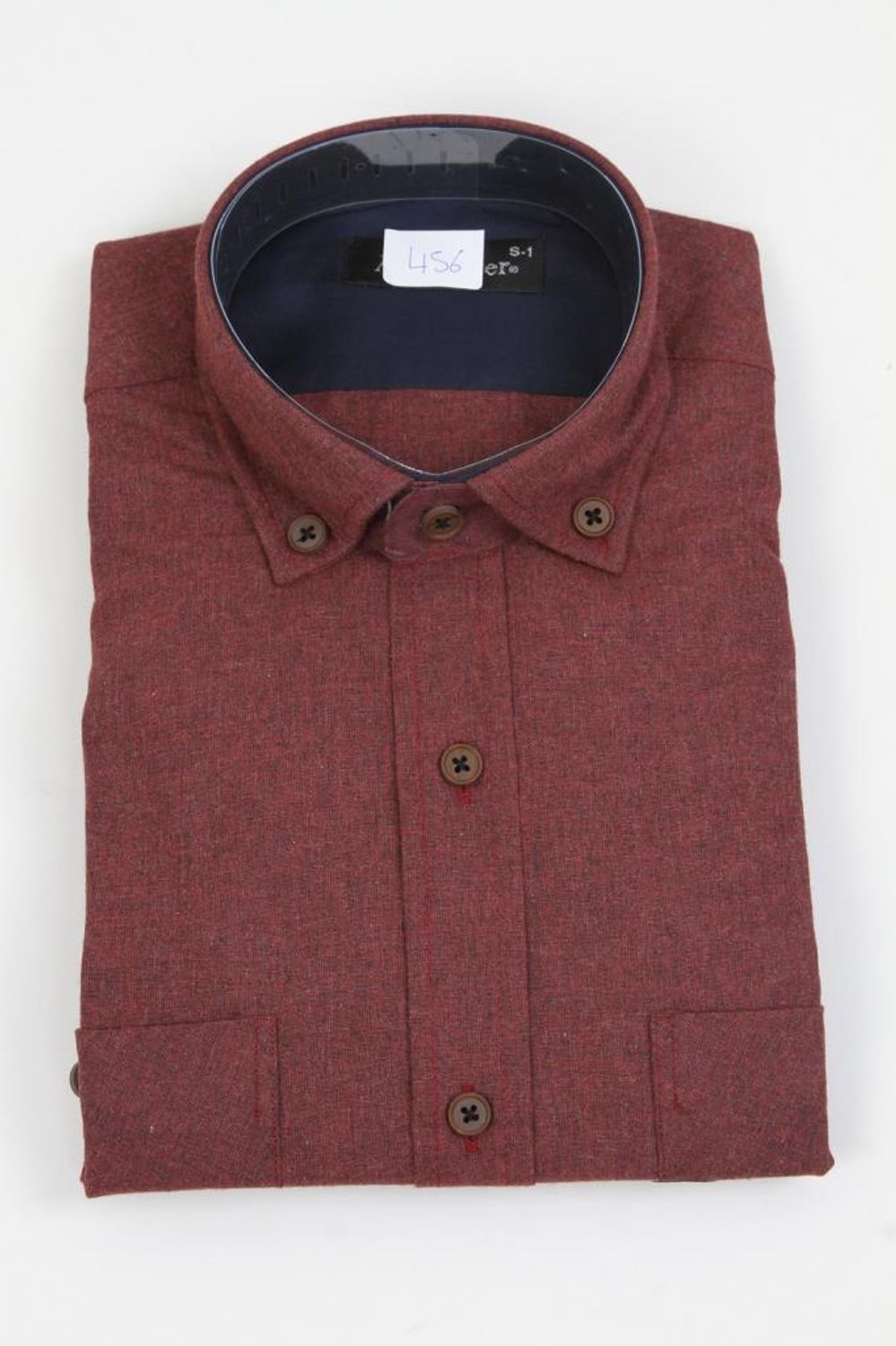 Hipatu Plain Double Pocket Wool Shirt- Claret Red