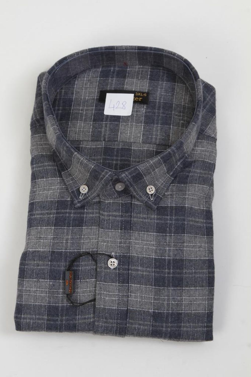 Hipatu قميص صوف مبطن رفيع بجيب مزدوج كبير الحجم - رمادي