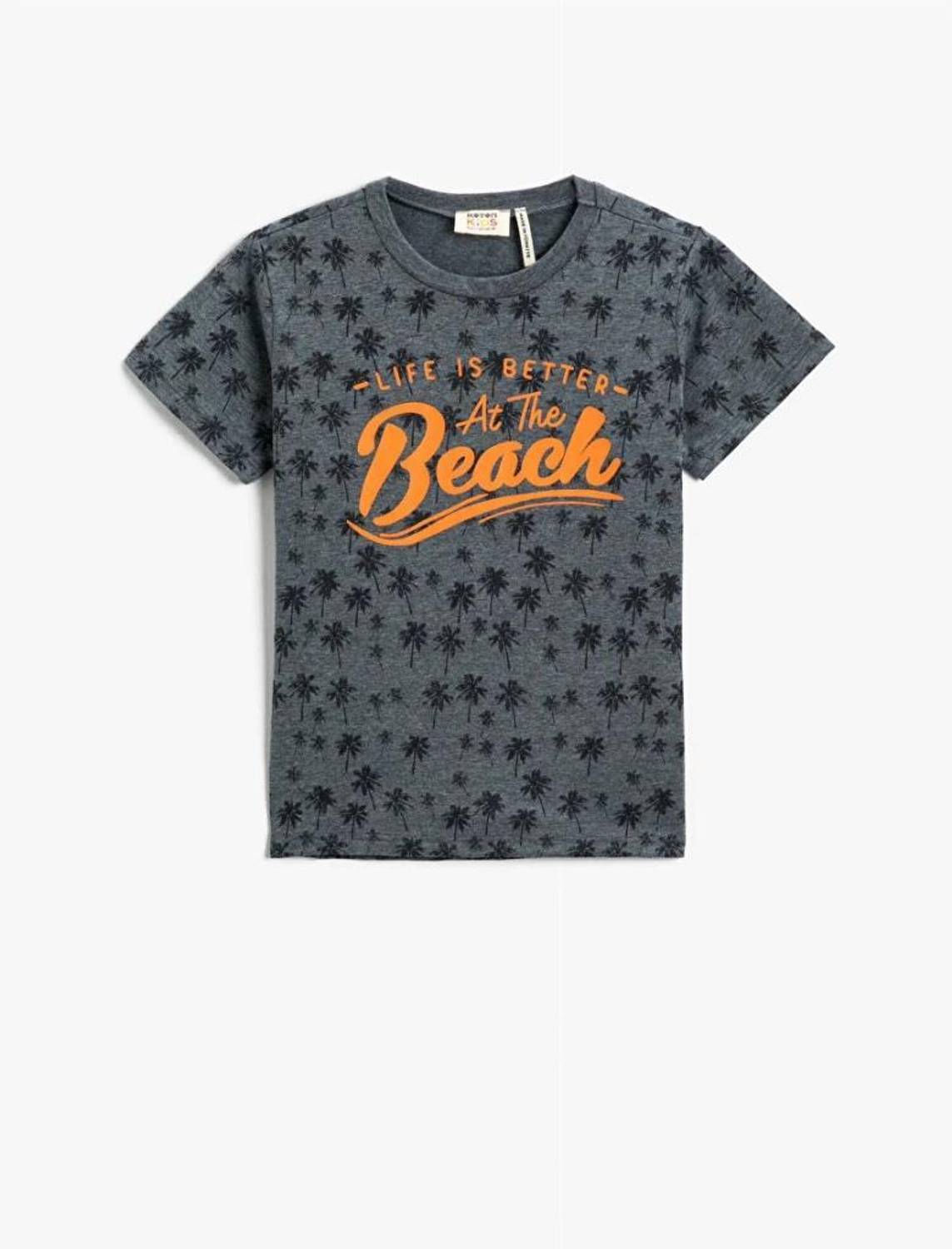 Koton Erkek Çocuk Palmiye Baskılı Kısa Kollu Tişört Pamuklu