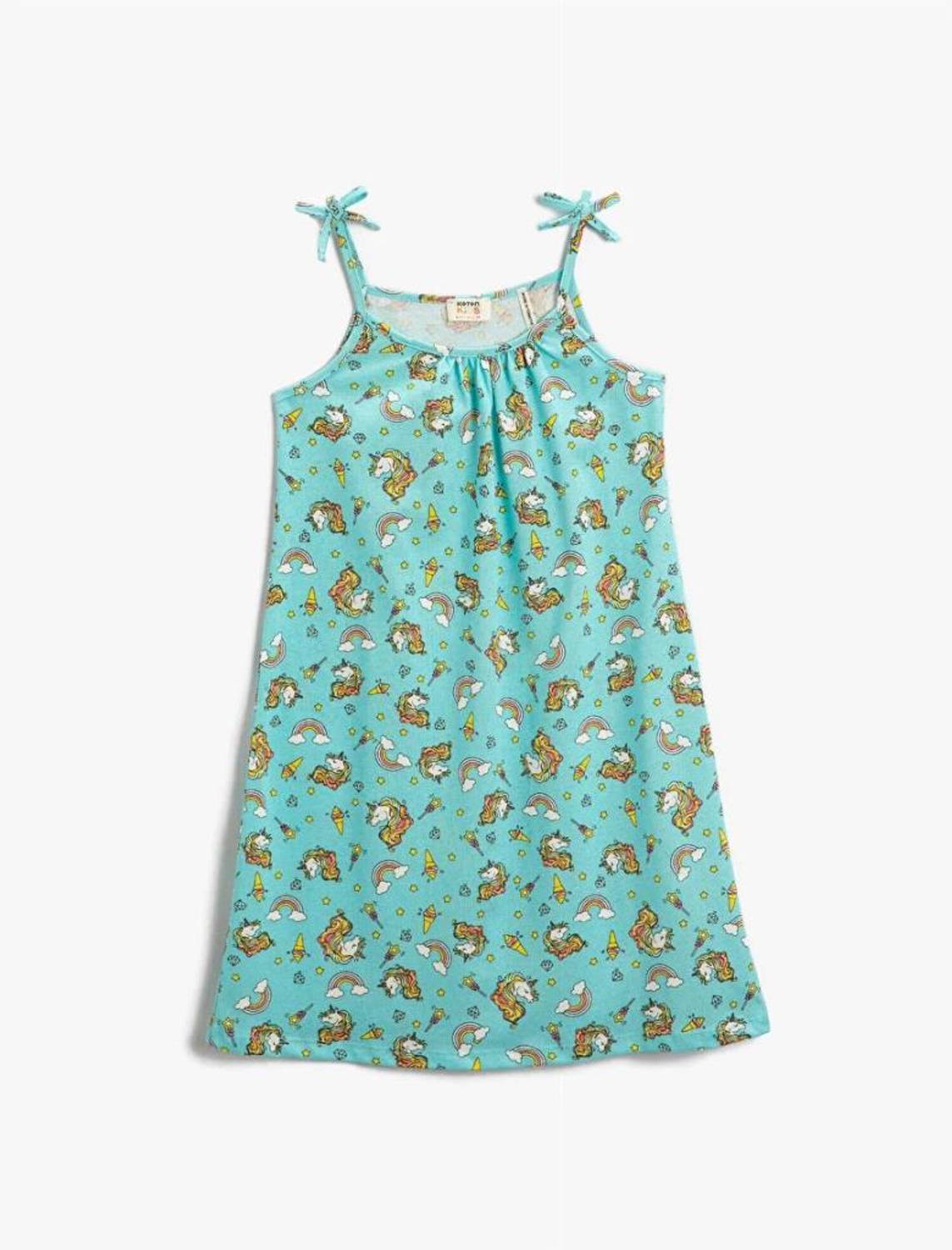 Koton Girl Unicorn Printed Strap Midi Dress