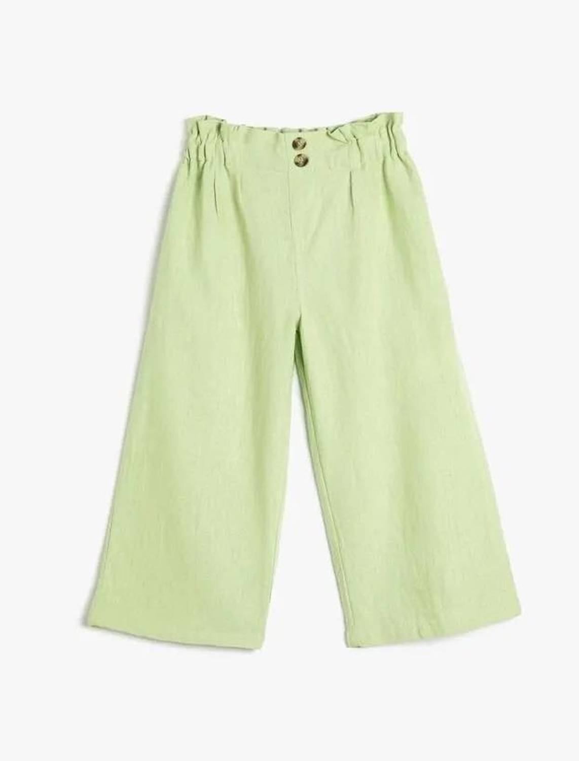 Koton Girl Child Wide Leg Trousers Elastic Waist Cotton Comfortable Cut
