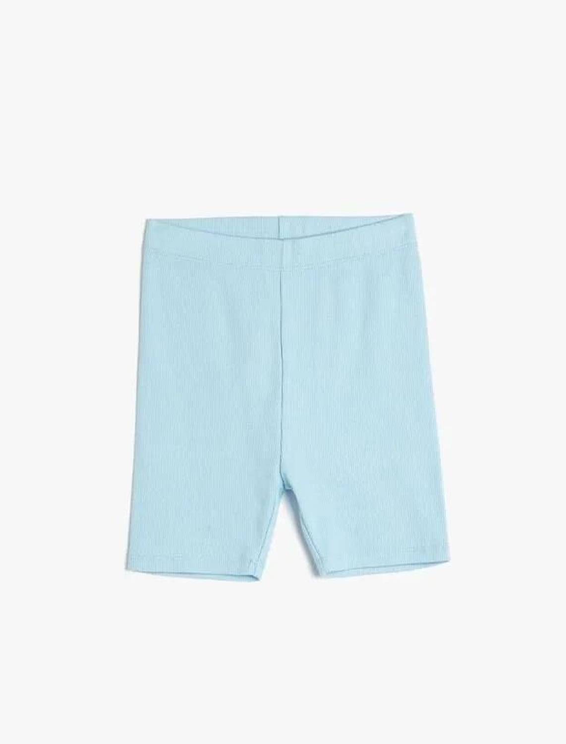 Cotton Girls' Biker Tights Elastic Waist Ribbed Cotton