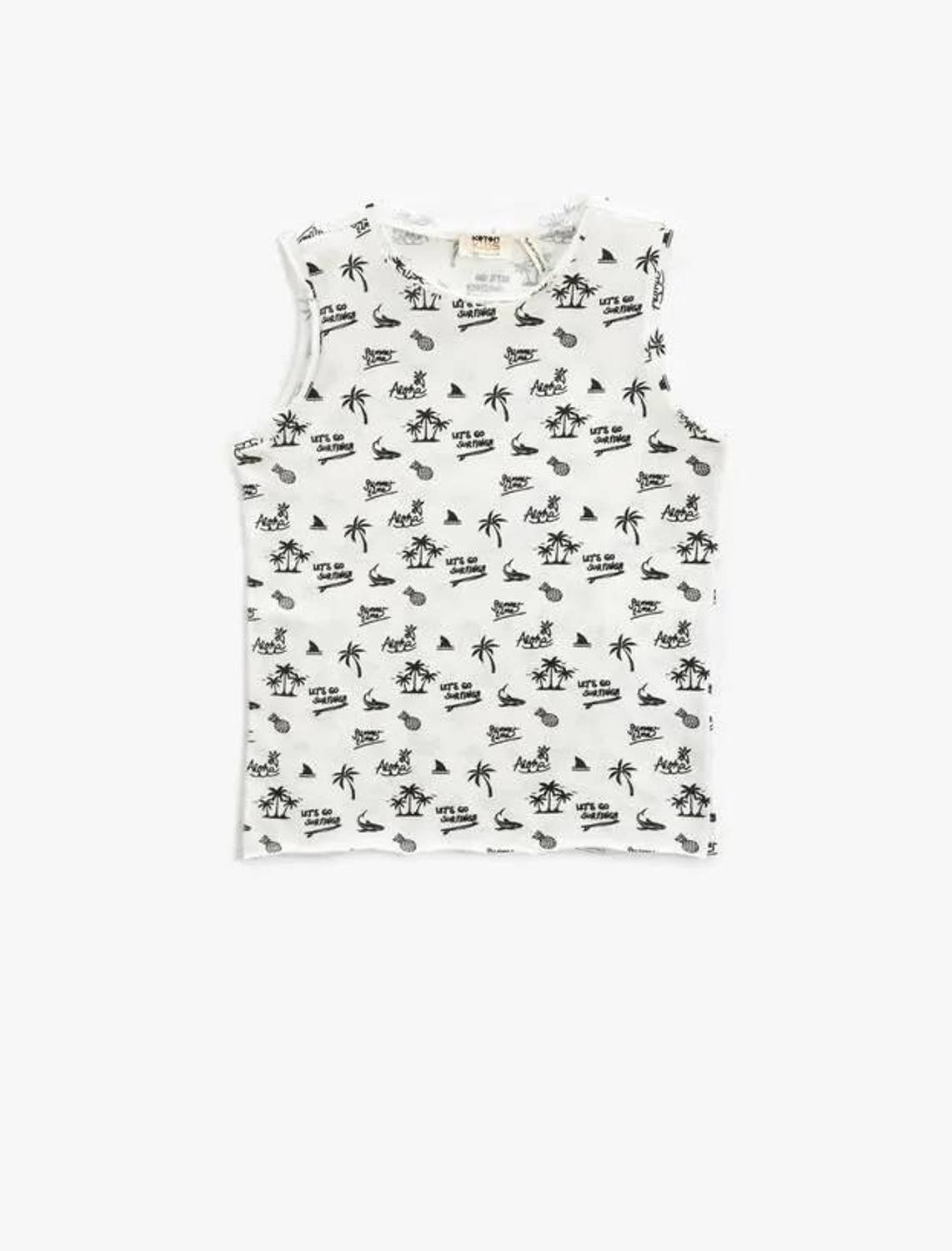 Koton Erkek Çocuk Kolsuz Tişört Bisiklet Yaka Tropik Baskılı