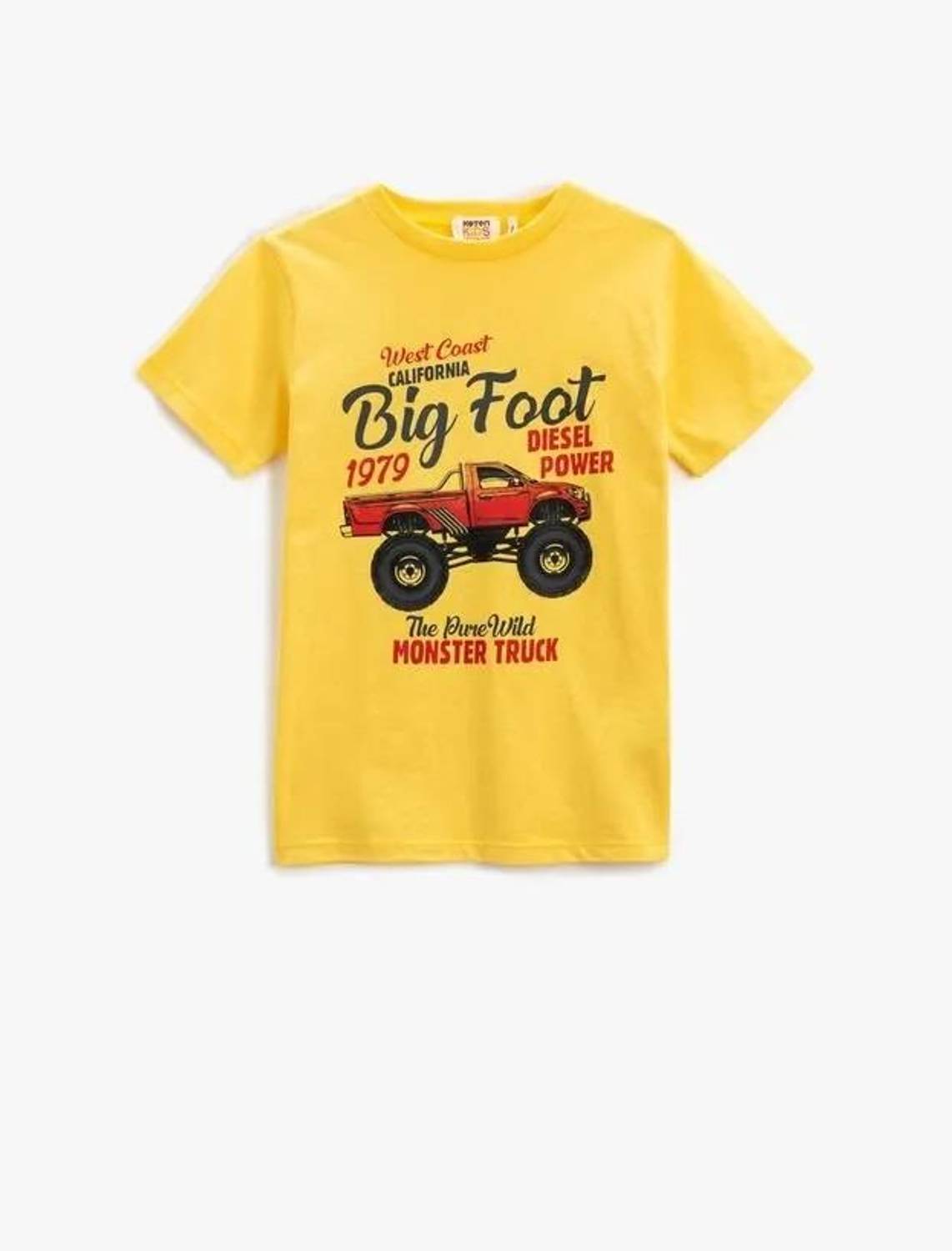Koton Boy's Pickup Truck Printed Short Sleeve T-Shirt Crew Neck