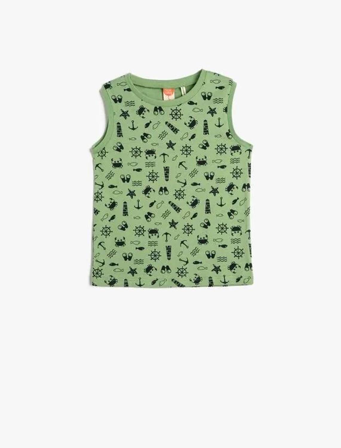 Koton Baby Boy Singlet Sleeveless Round Neck Printed Cotton
