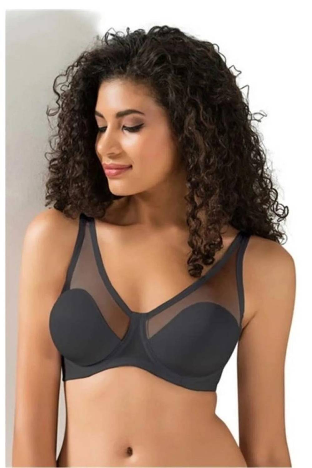 HipatuLe Jardin 9200-B Women's Black Tulle Detailed Contouring Bra