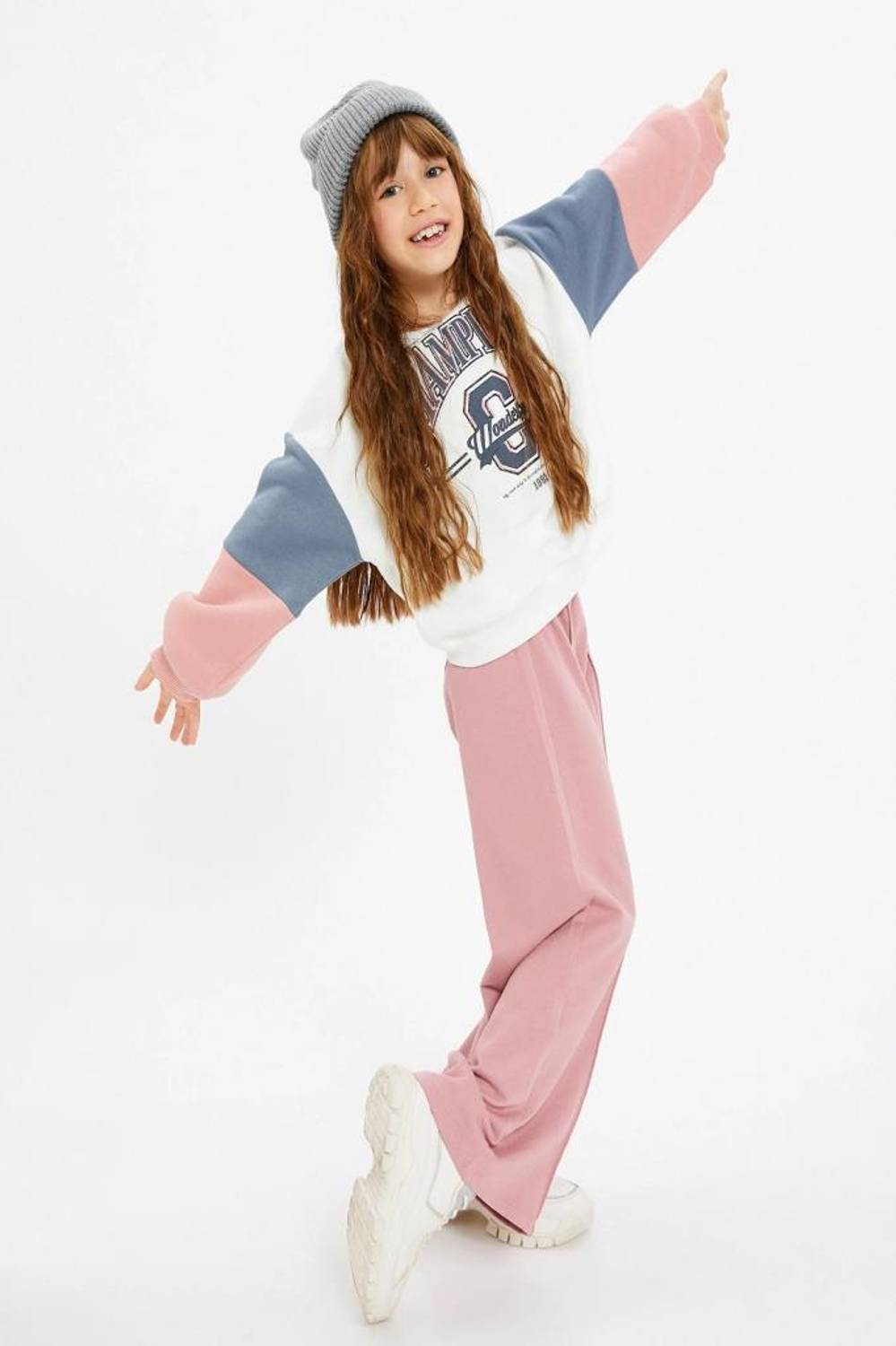 Koton Girls' Sweatpants Wide Leg Waist With Elastic Waistband