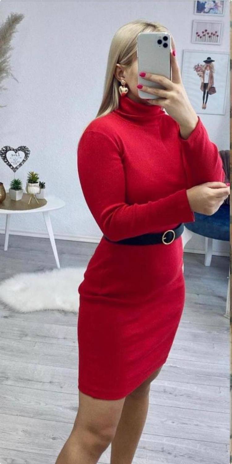 فستان هيباتو النسائي ذو الياقة المدورة وحزام