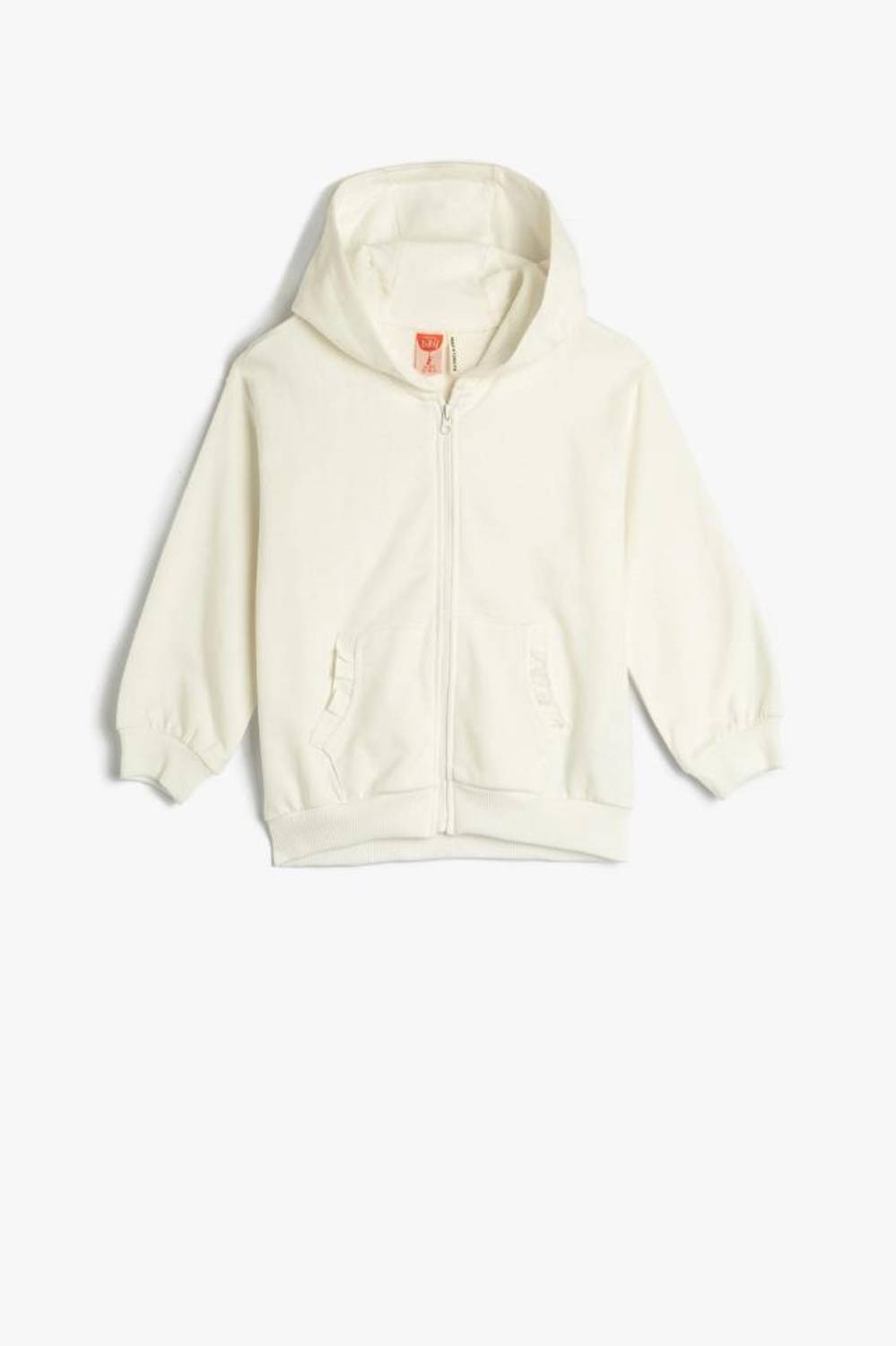 Koton Kız Bebek Basic Kapşonlu Sweatshirt Fermuarlı Uzun Kollu Şardonlu