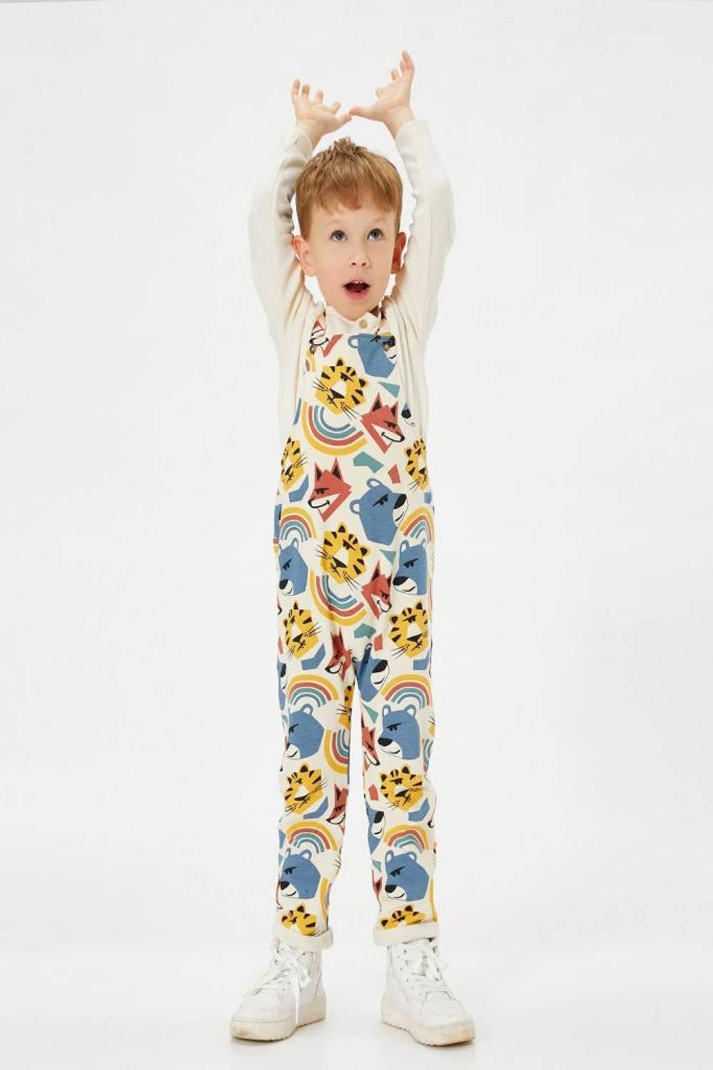 Koton Baby Boy Strappy Jumpsuit Animals Printed Raised Cotton