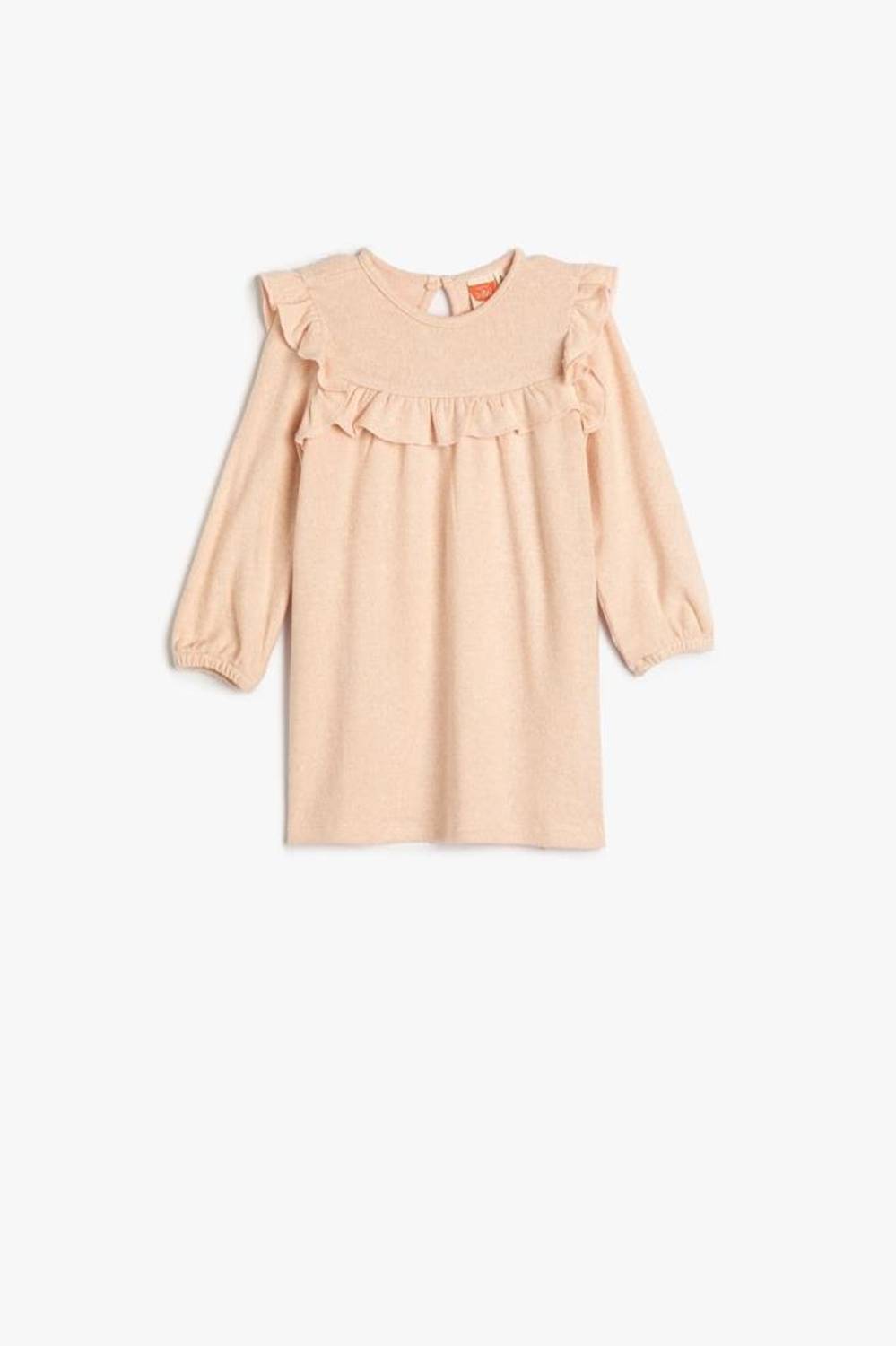 Koton Baby Girl Knitwear Dress with Ruffles, Rubber Cuffs and Button Closure on the Back