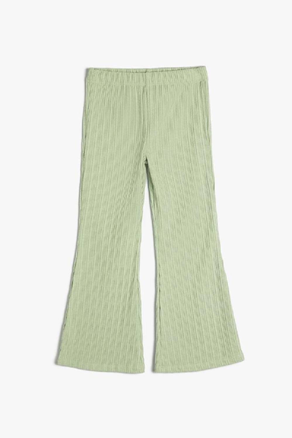 Дитячі штани для дівчаток Koton, зелені, віскоза 18%, еластан 3%, поліестер 79%, розміри 6-7, 9-10, 11-12, 13-14 років