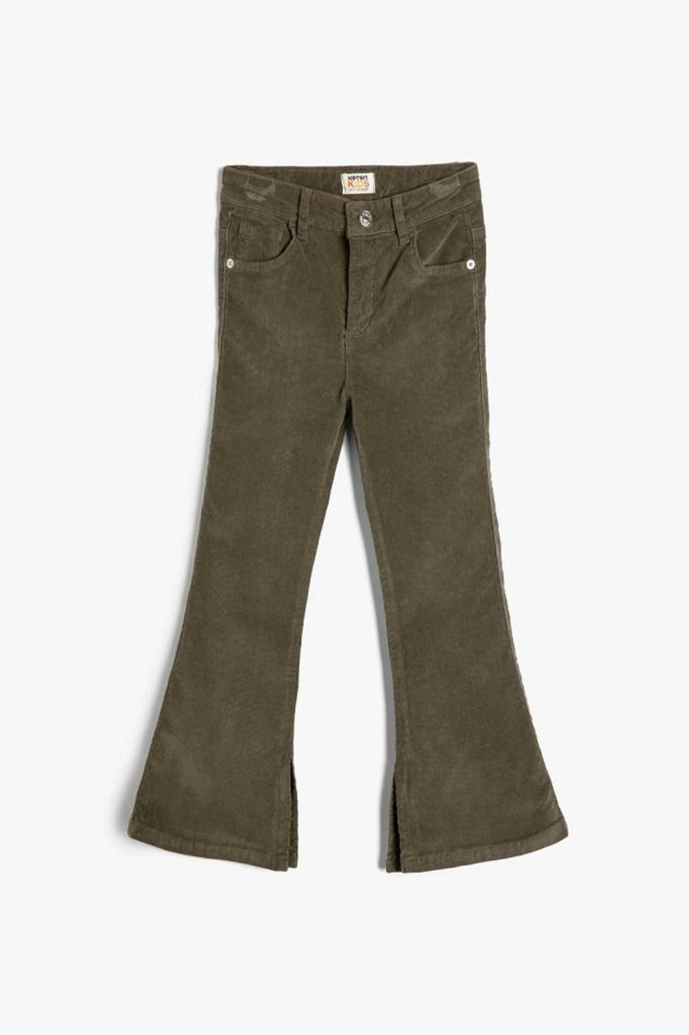 Koton Girls' Velvet Trousers with Slit Detail