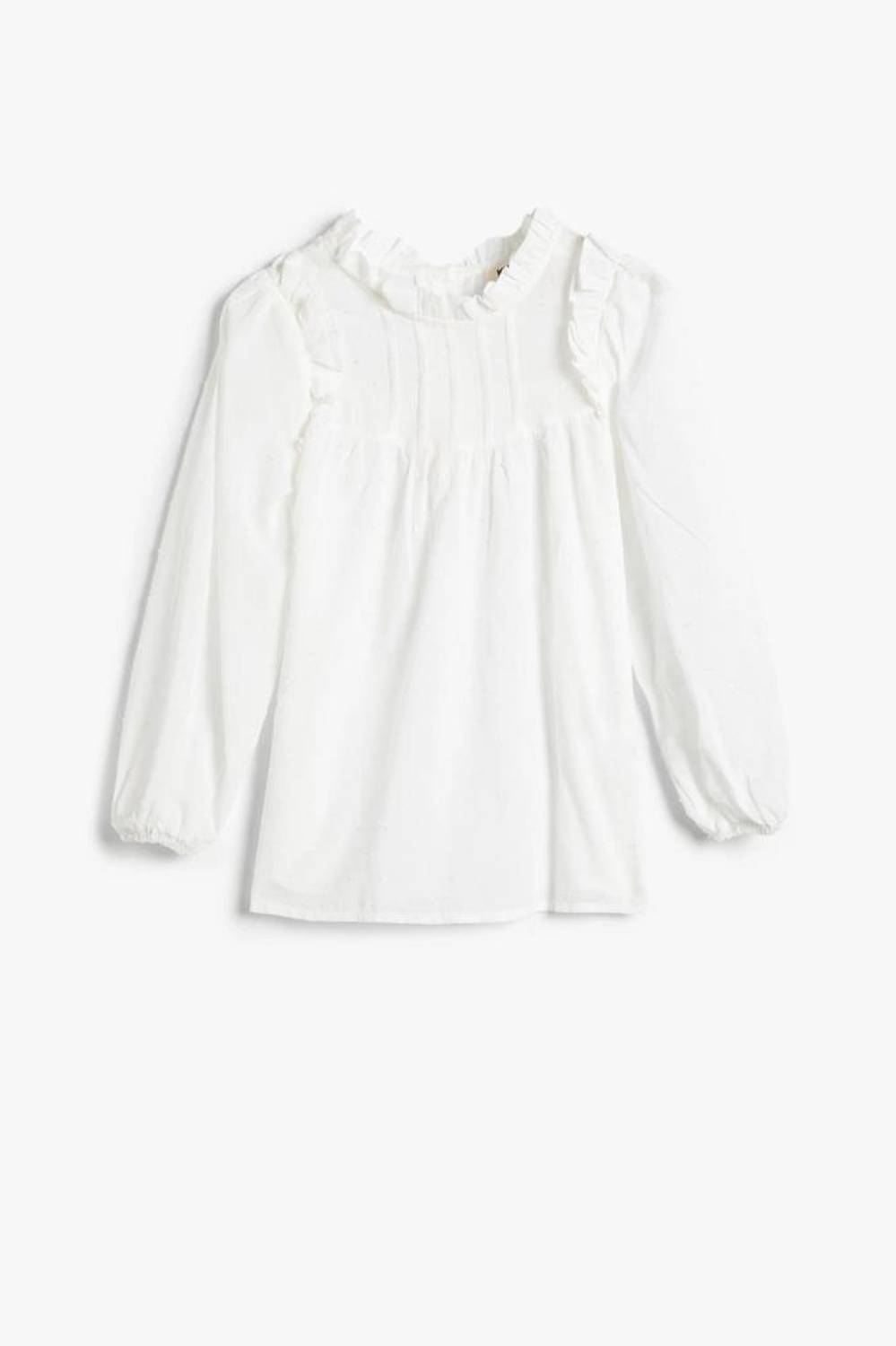 Koton Girl's Blouse Ruffled High Collar Long Sleeve Cotton