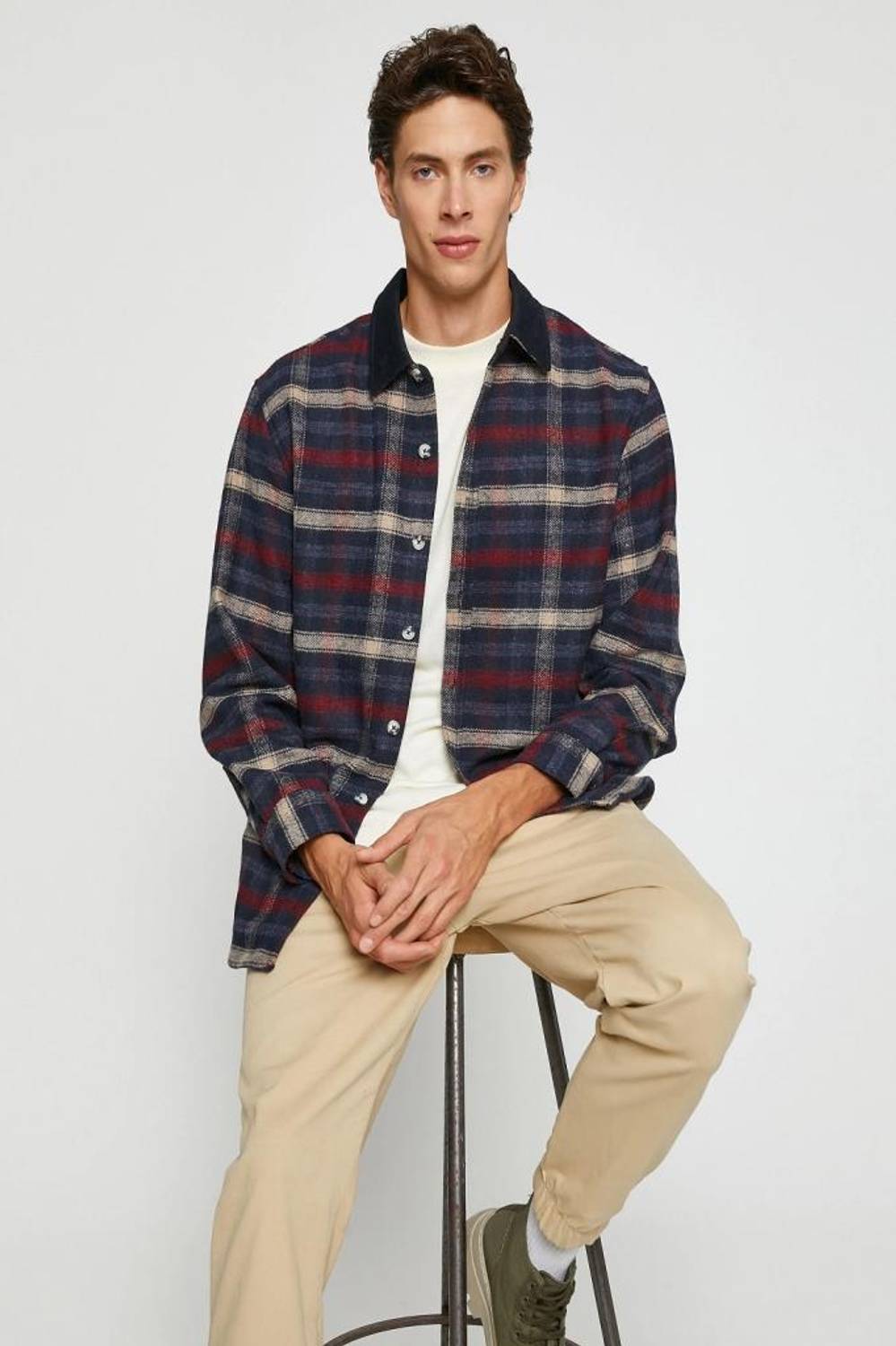 Koton Plaid Lumberjack Shirt with Collar Detail