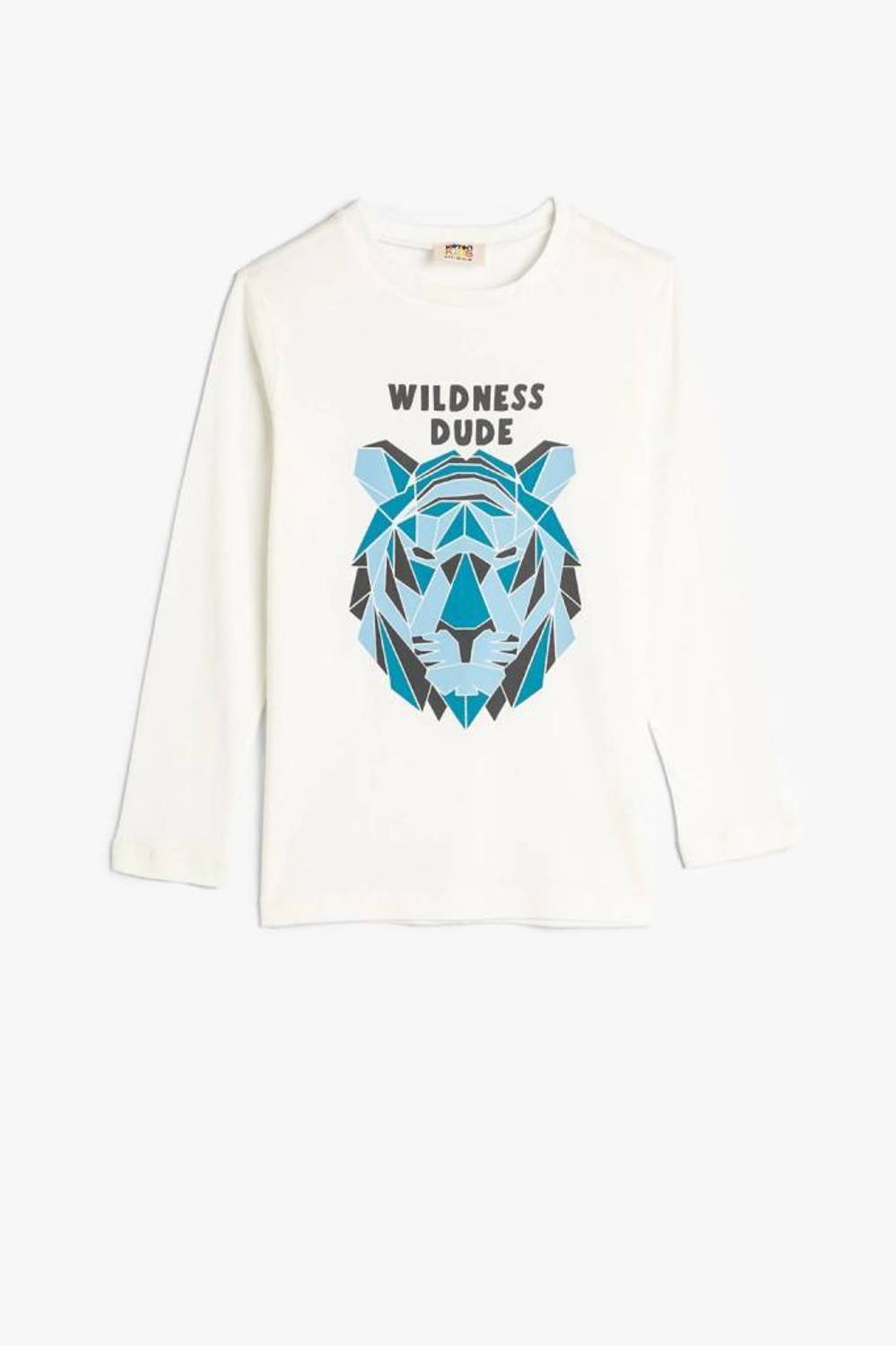 Koton Boy's T-Shirt Long Sleeve Tiger Printed Crew Neck Cotton