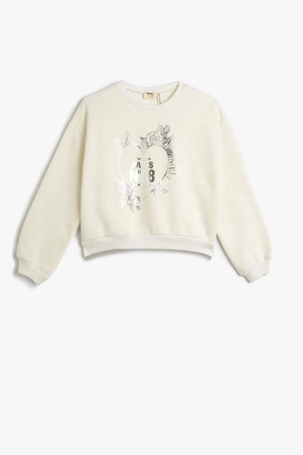 Koton Girl's Oversize Sweatshirt Long Sleeve Crew Neck Bright Printed Raised