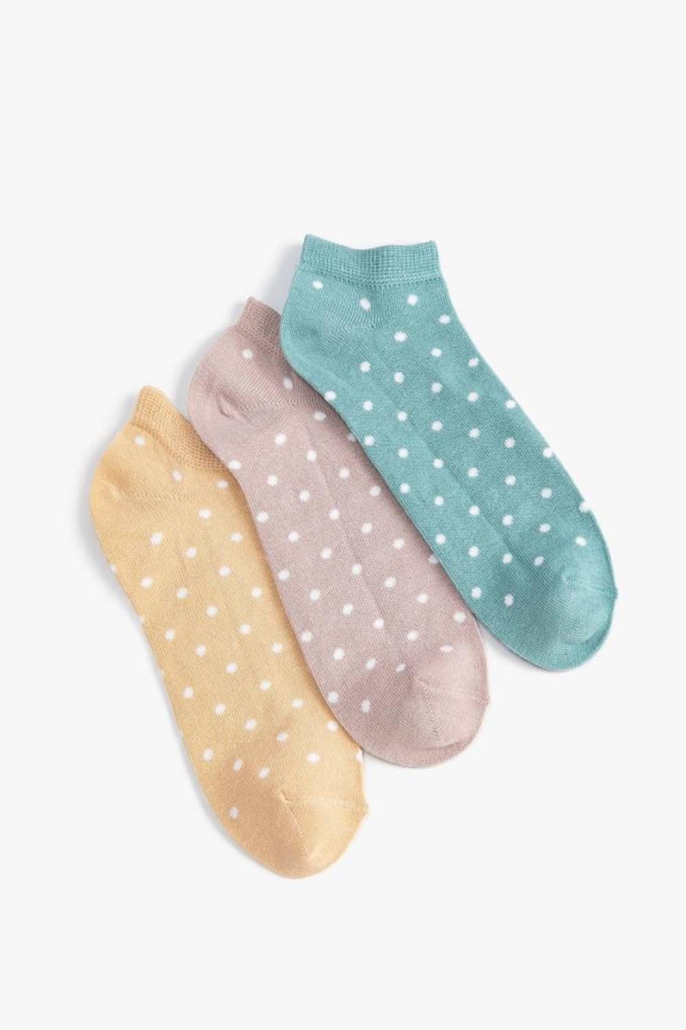 Koton Women's 3-Pack Multicolor Polka Dot Bootie Socks Set